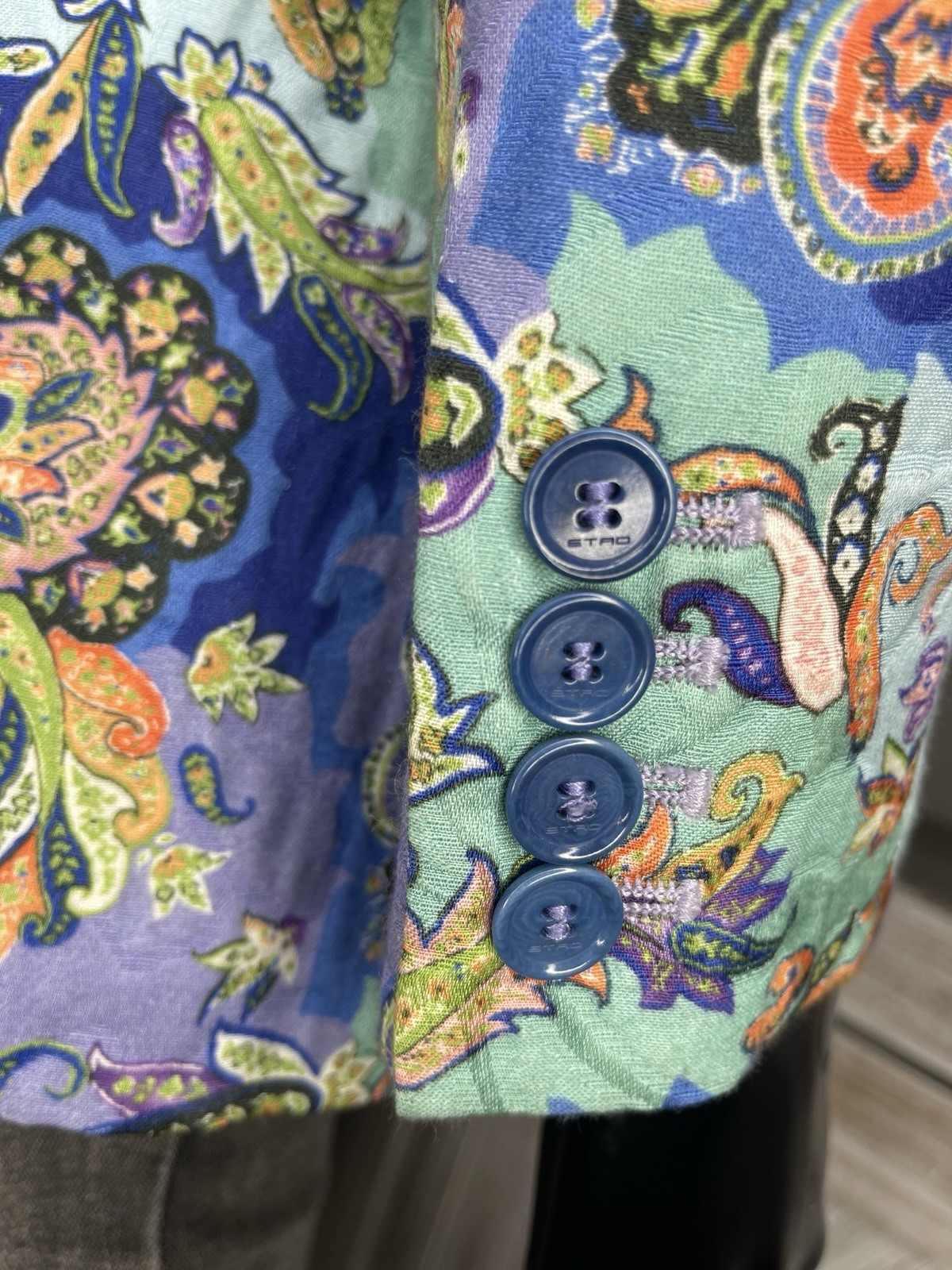 ETRO Milano Paisley Blazer IT 40 Made in Italy Blue Cotton Luxury Jacket