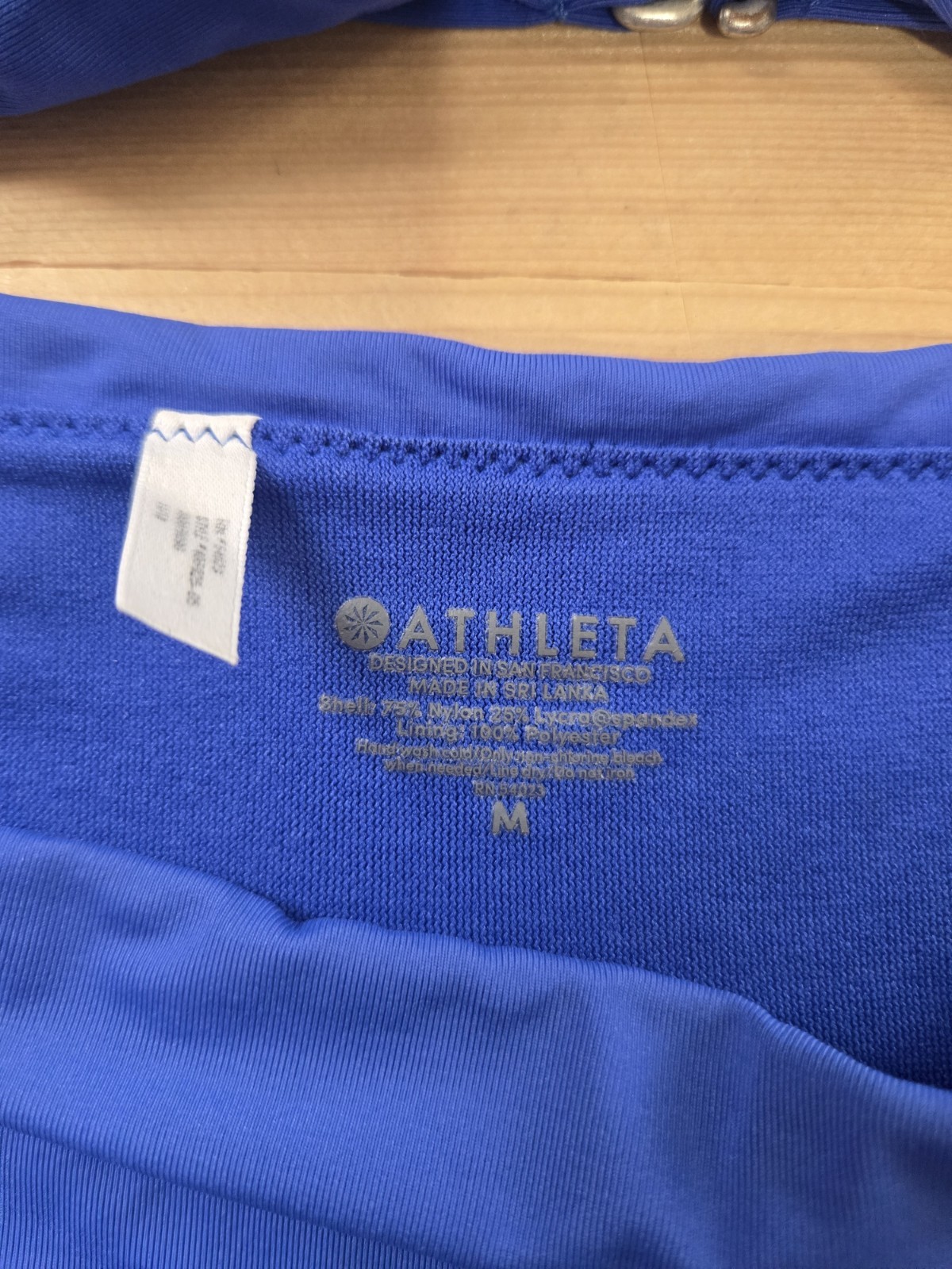 Athleta Womens Underwire Bikini Bra Top 34b/c High Waist Bottom Medium Royal…