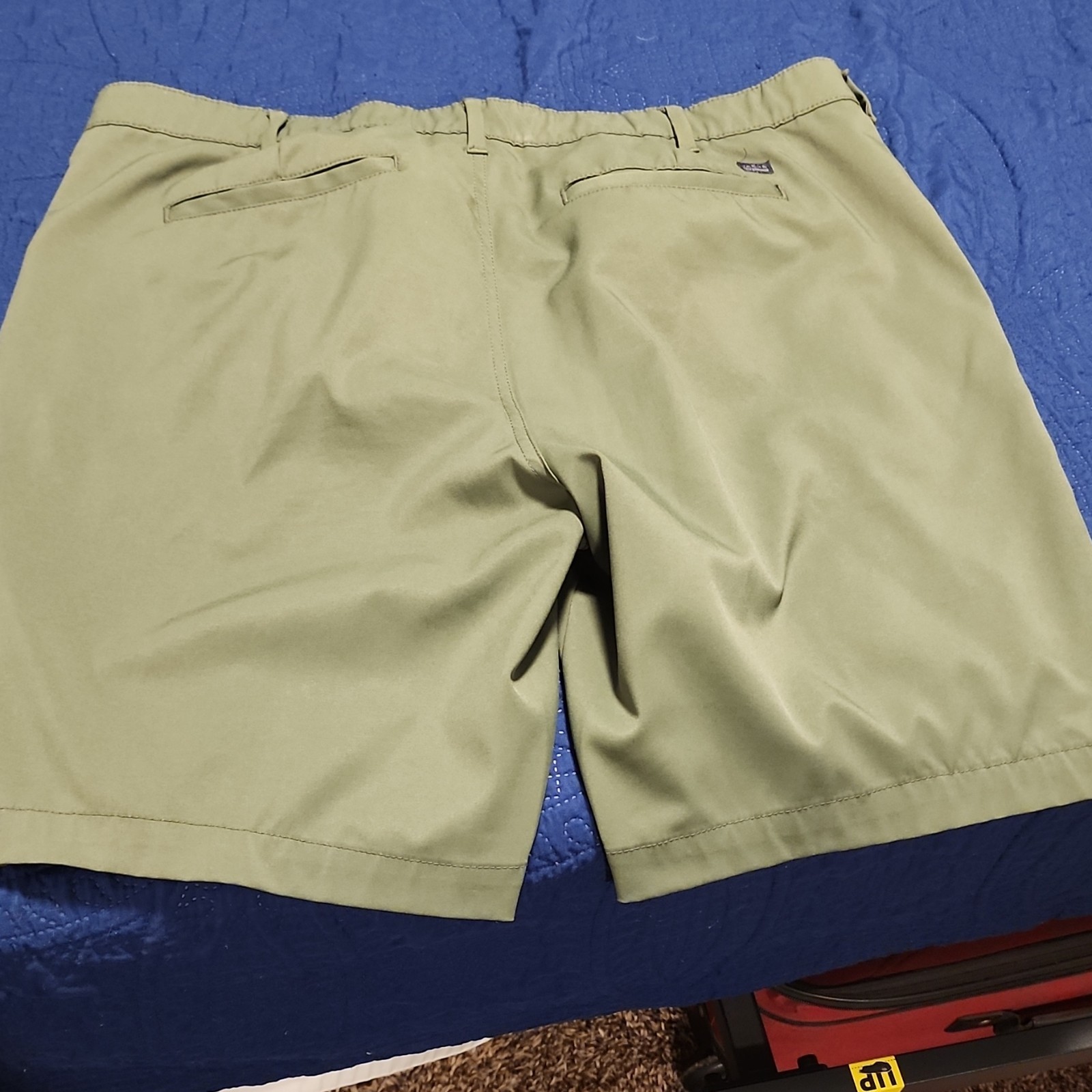 Jachs New York Men’s Green Solid Chino Shorts Flat Front Cotton Pockets Zip