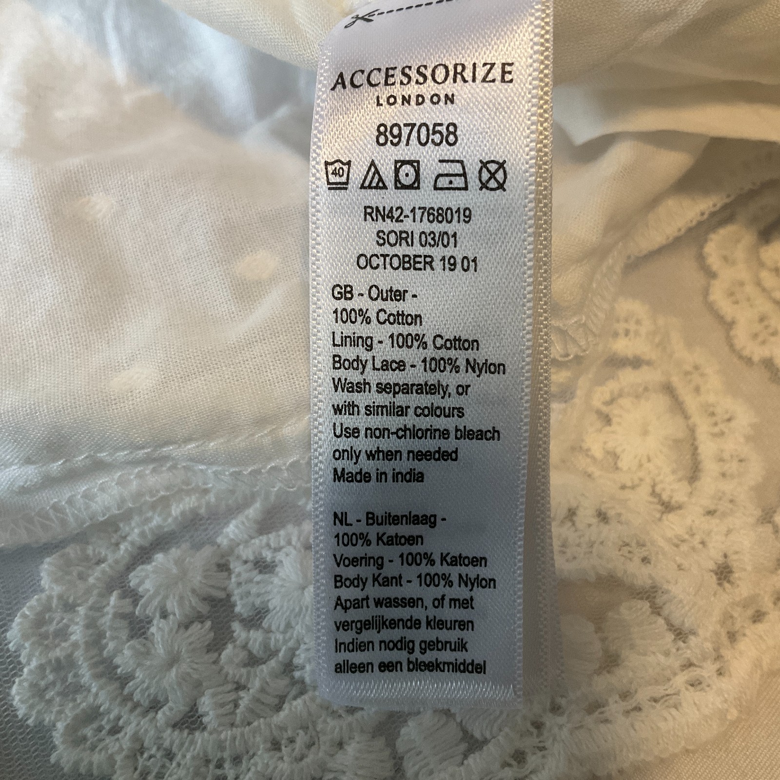 Accessorize London Beach Maxi Day Dress Womens Size L White Straps Lace Lined