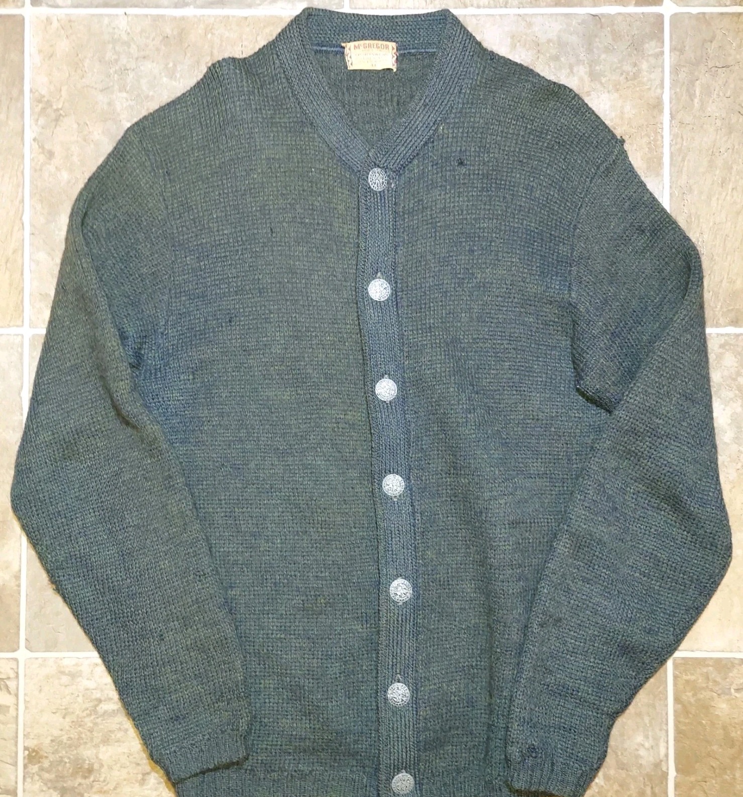 Vtg McGregor Kid Mohair Worsted Wool Cardigan Rockabilly Thrashed Cobain Grunge