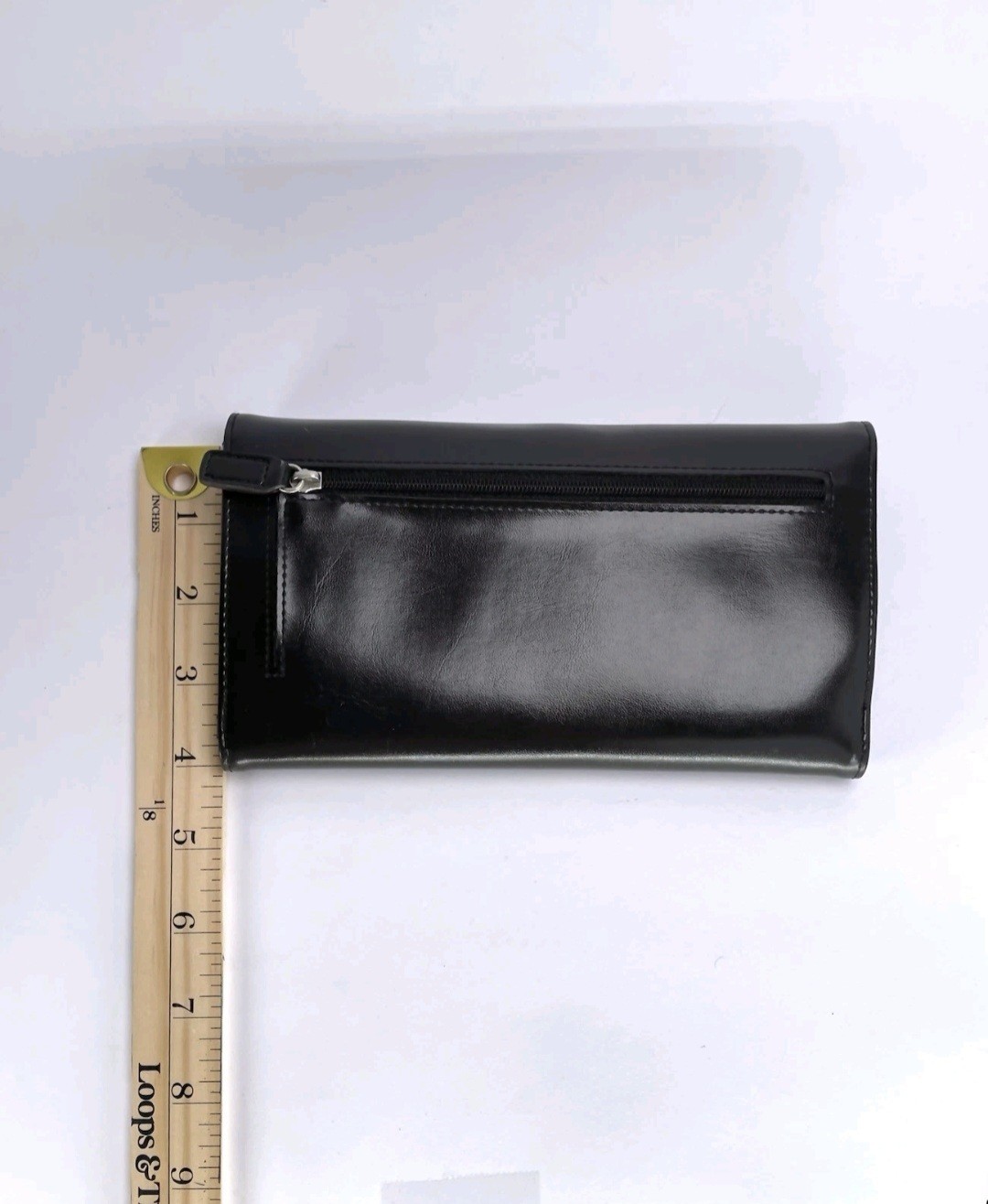 Esprit Black Faux Leather Card Slots Organizer 4”x8” Clutch Wallet