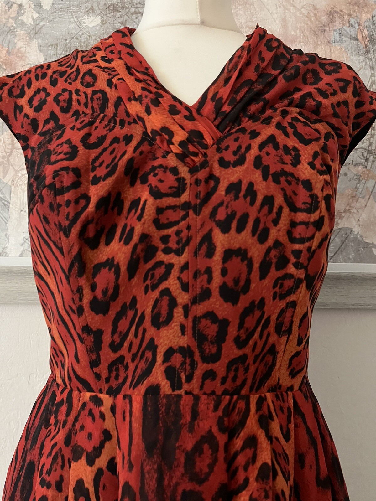 Ted Baker Tyran Red leopard print party dress size 3 12 rrp £159