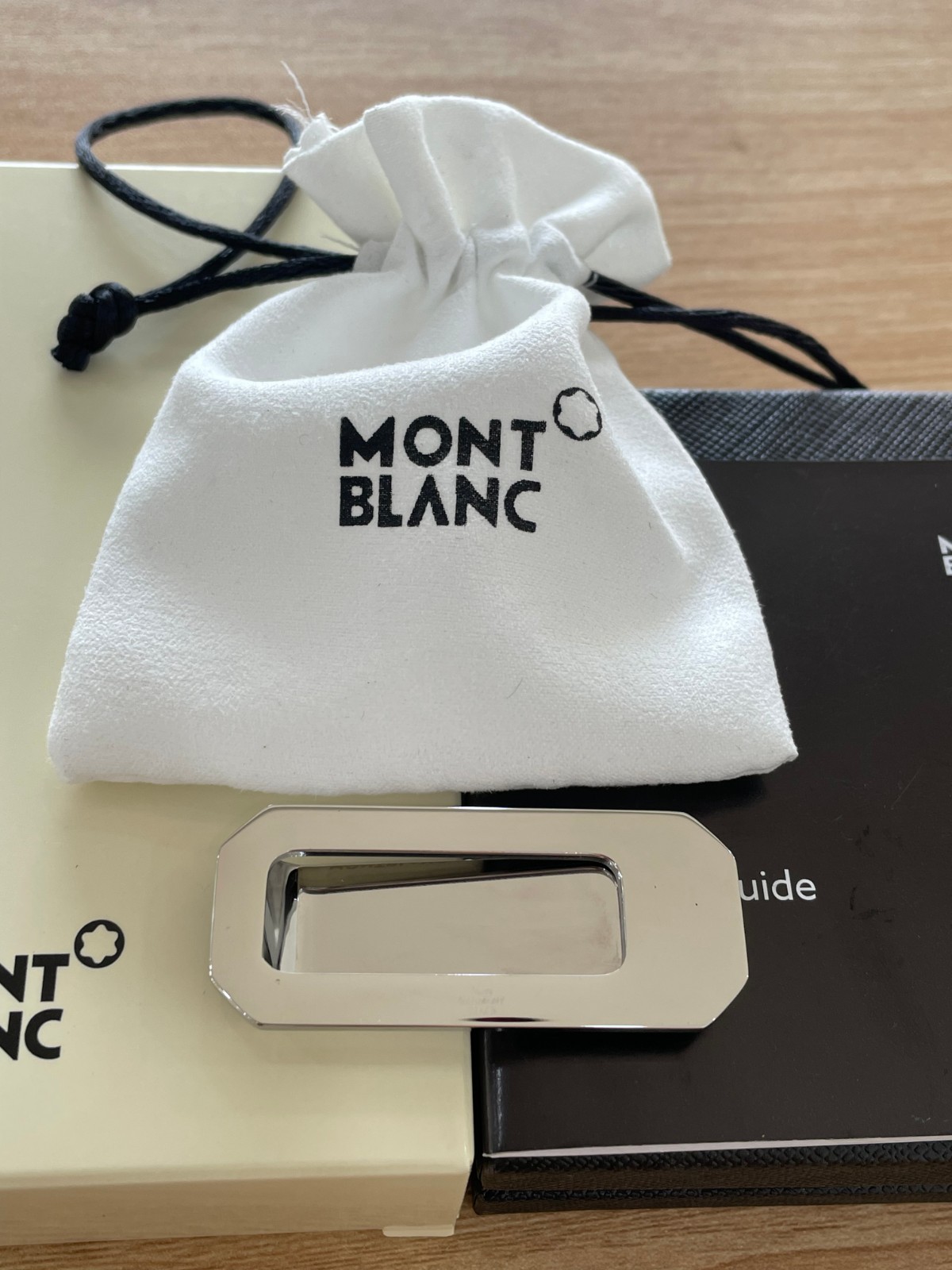 Montblanc Money Clip Honey Comb Stainless Steel Onyx Silver #118621 NIB