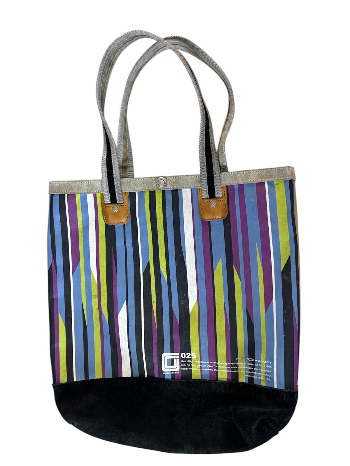 MSPC master-piece Tote Bag Multicolor Stripe Canvas/Suede