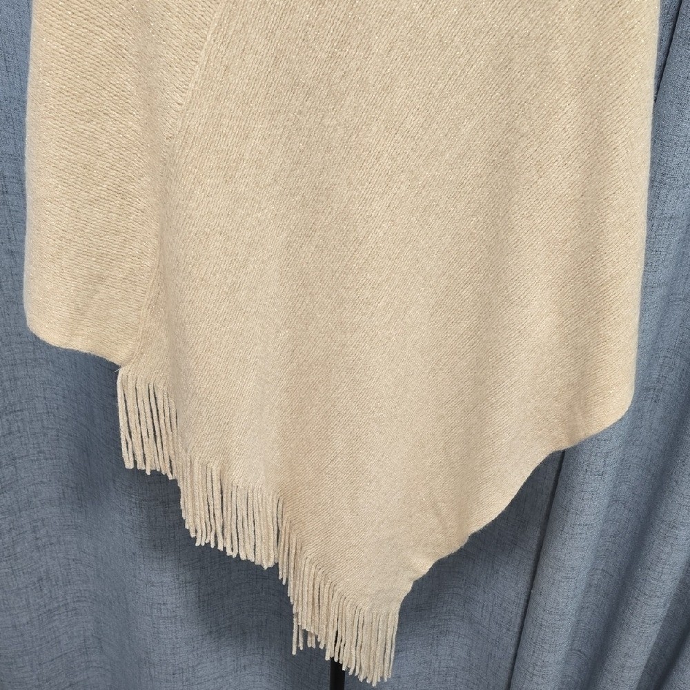 Chico’s Cream Knit Poncho with Metallic Accents