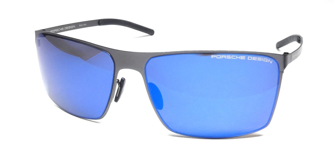 PORSCHE DESIGN P8667 GUNMETAL MIRRORED BLUE LENSES MADE IN ITALY MENS SUNGLASSES