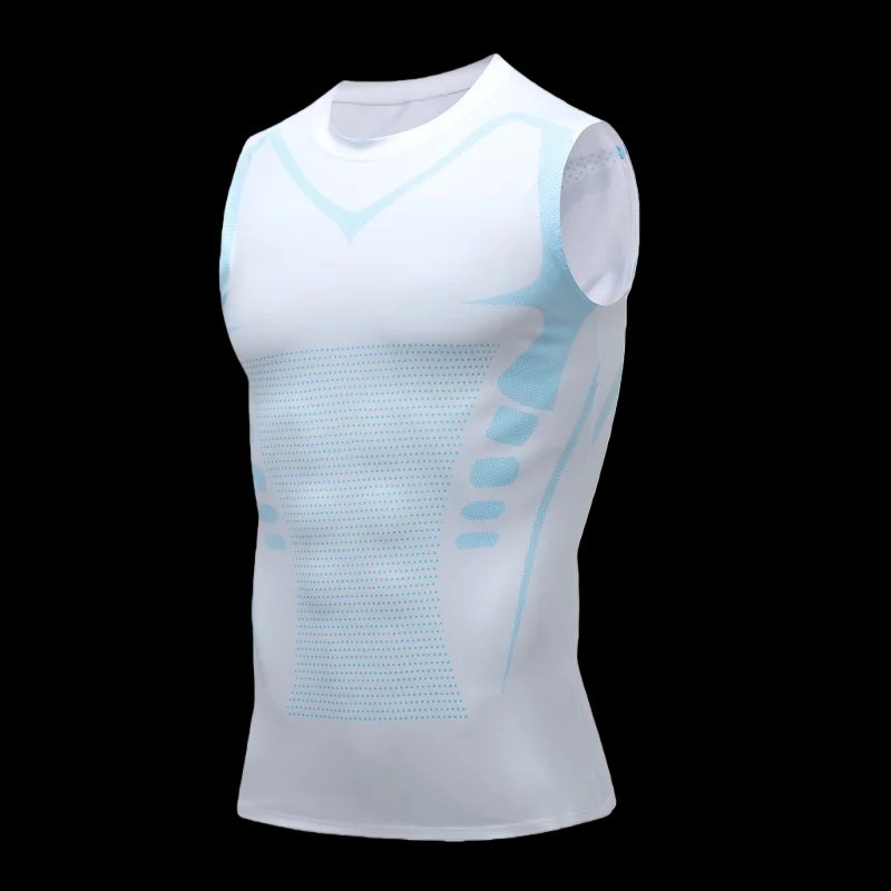 Men Compression Shirt Version Ionic Shaping Sleeveless Vest Sport Tank Top S-2XL