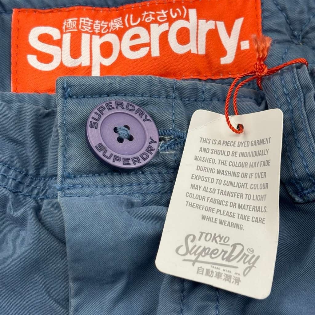 SuperDry Tokyo Pants Mens Large Blue Cotton Flat Front Cargo Neiman Marcus NWT
