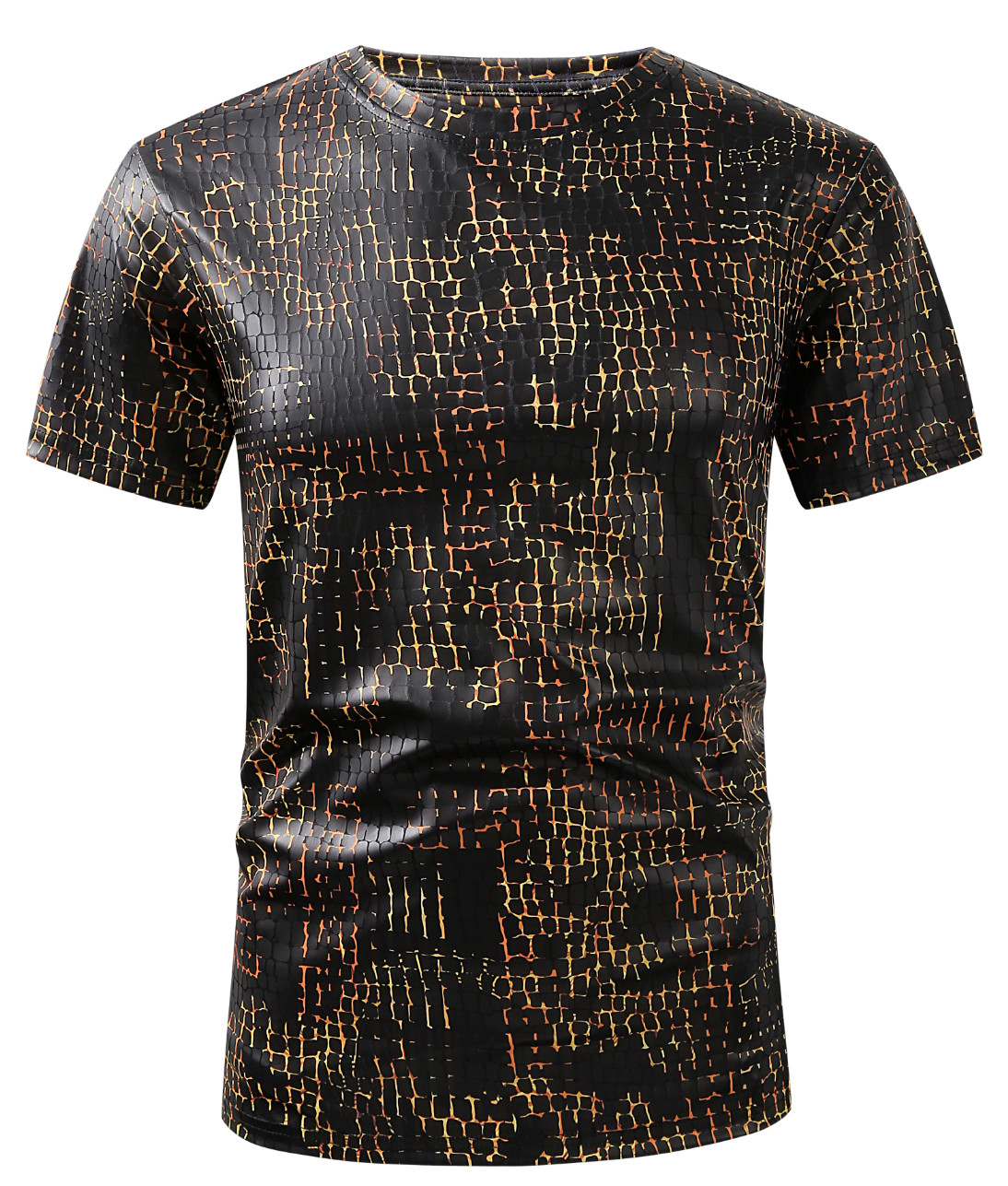 MENS PREMIERE Casual SLIM FIT SHORT SLEEVE SHIRT BLACK GOLD REPTILE NEW NWT 201B