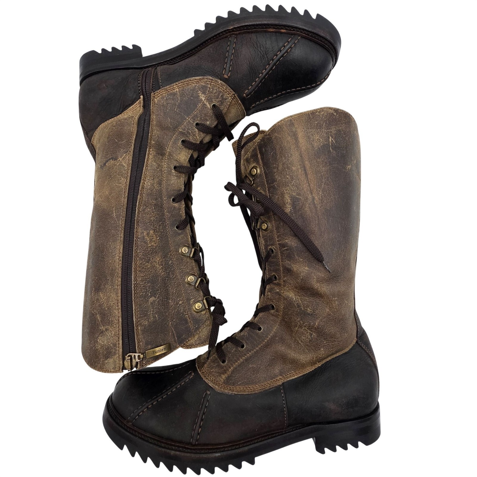 Cesare Paciotti Italy Mens Size 8UK 9US Brown Leather Laced up Tall Combat Boots