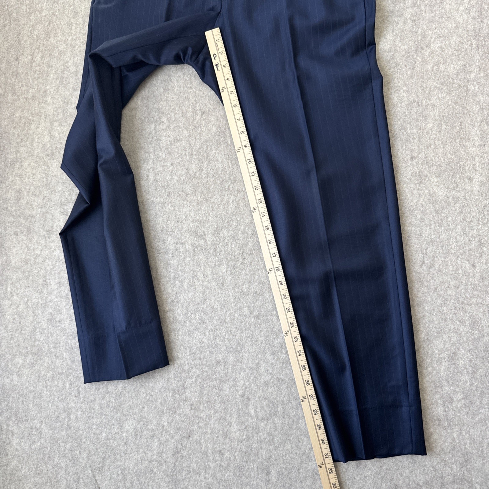 Ermenegildo Zegna Trofeo Suit Mens 54L Blue Pinstriped Wool 36×32 Tailored Fit