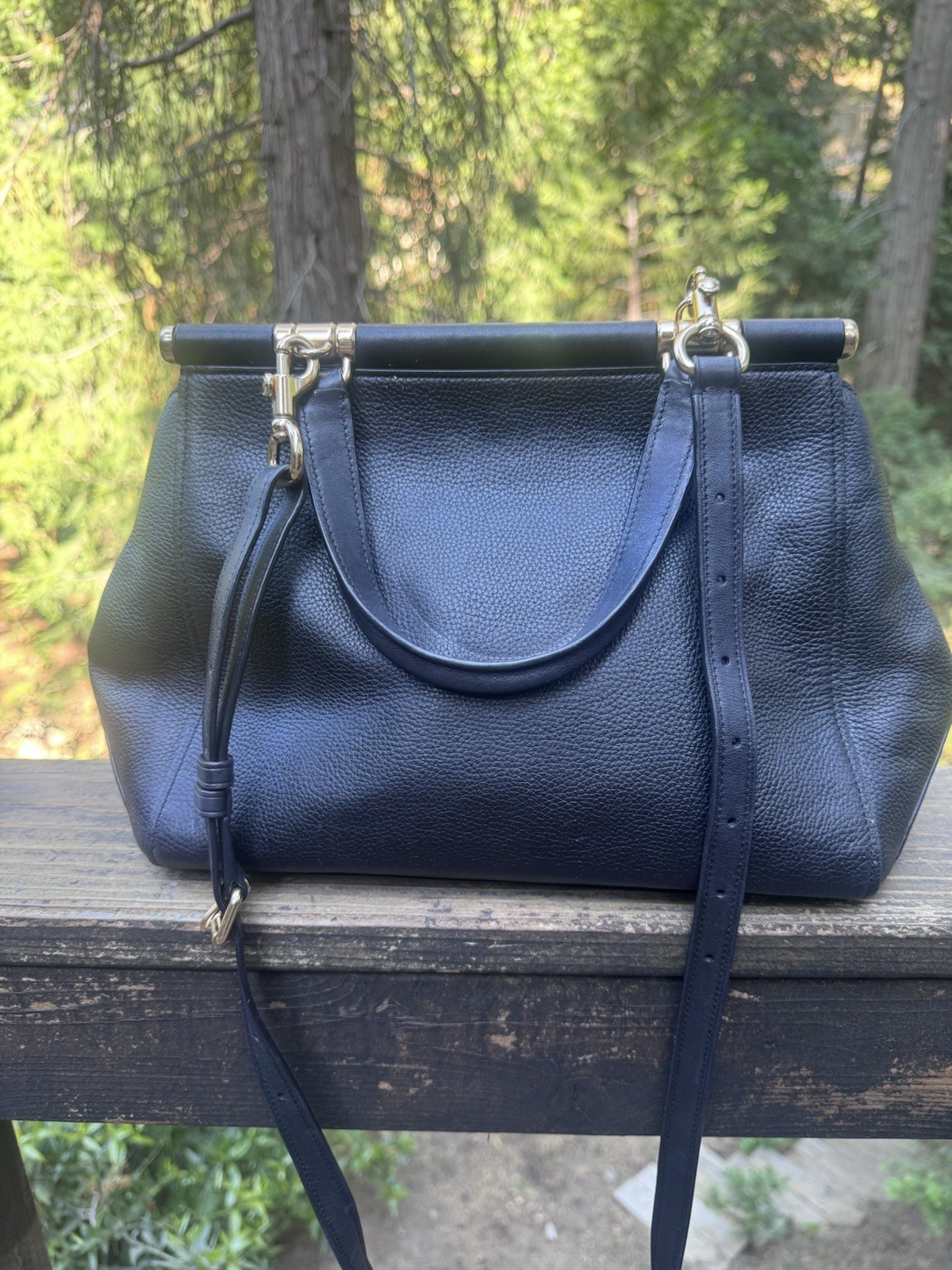 Coach Grace Black Leather Satchel Crossbody Handbag