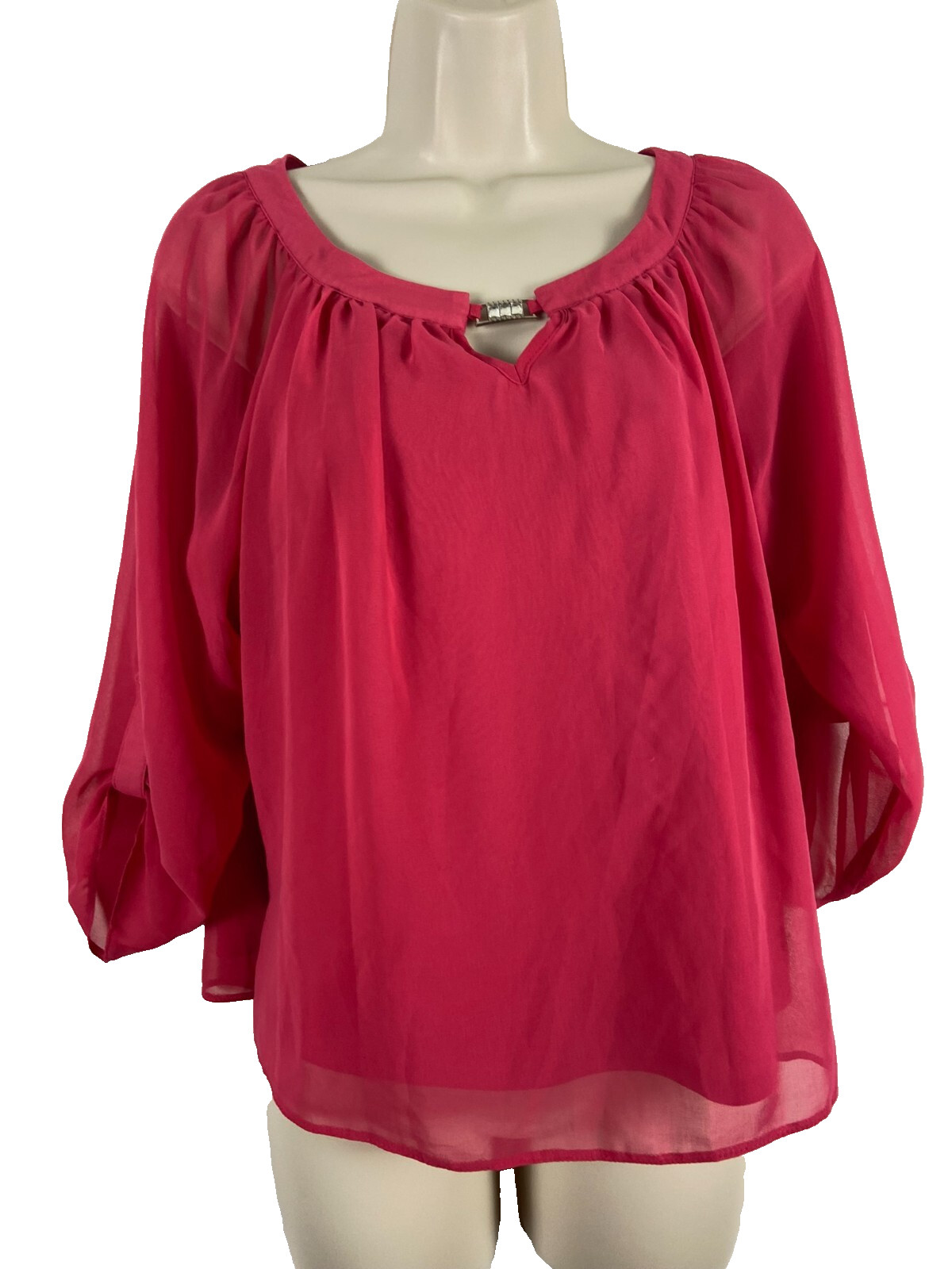 Dorothy Perkins women’s top Pink deep u-neck 3/4 sleeve polyester