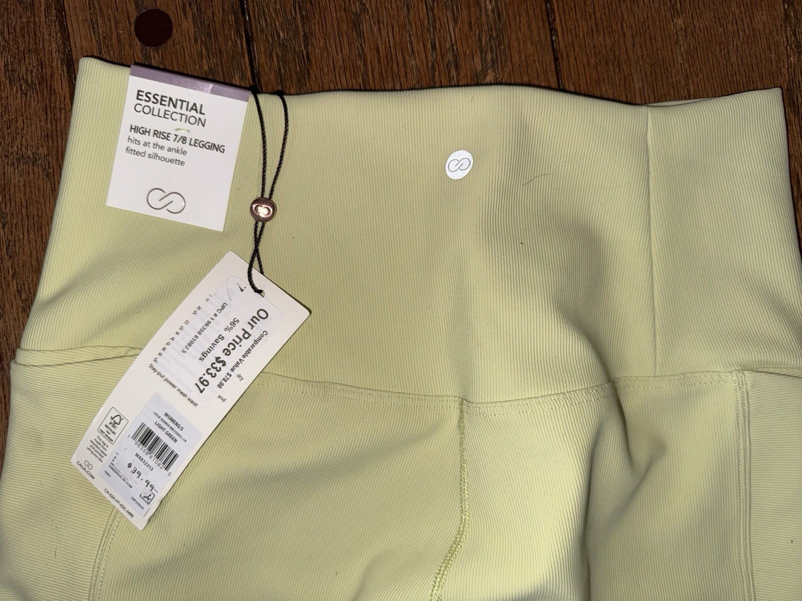 CALIA Essential Collection High-Rise 7/8 Leggings. Size S Yellow