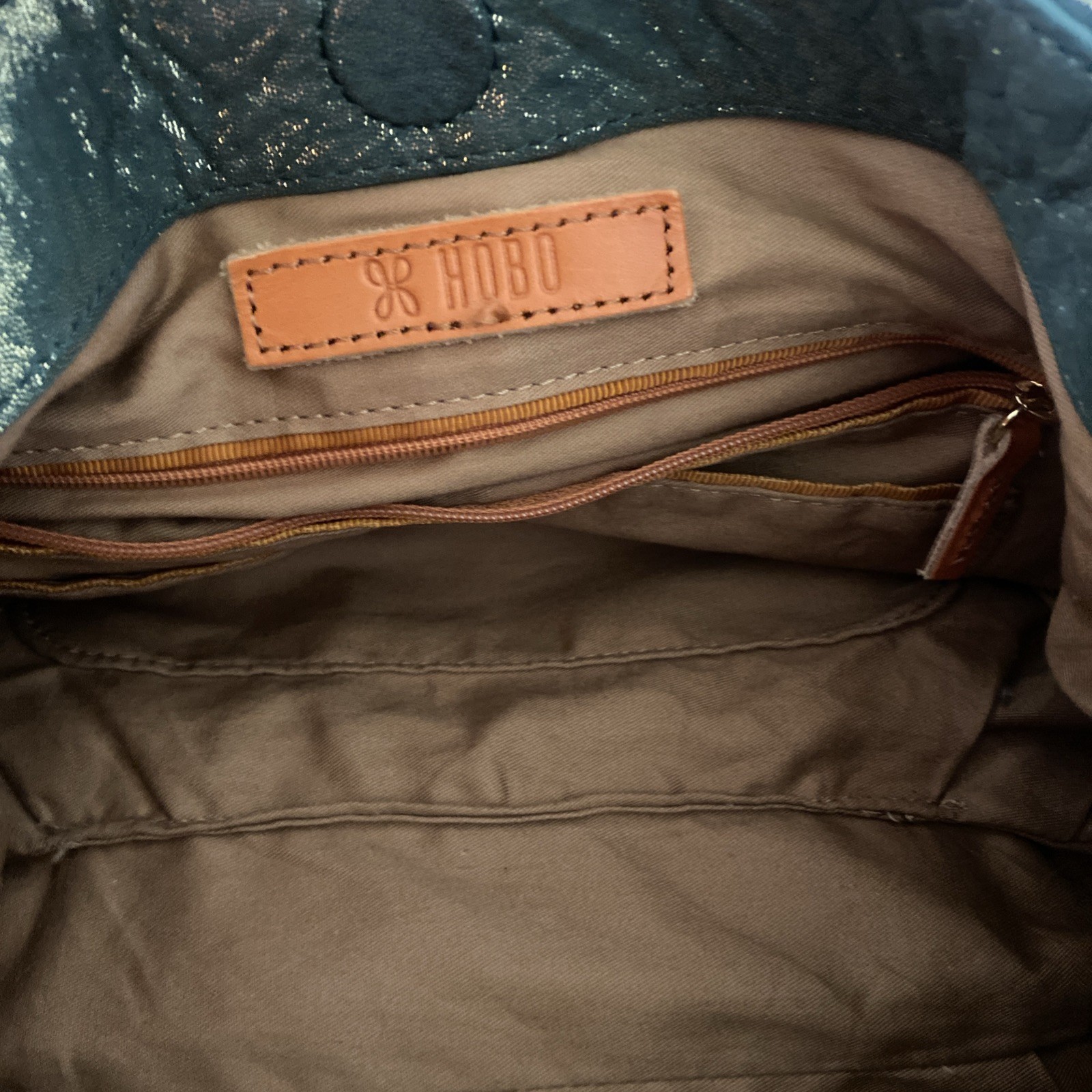 RARE Hobo Sheila Evergreen Shimmer Satchel Bag With Dust Bag NICE!