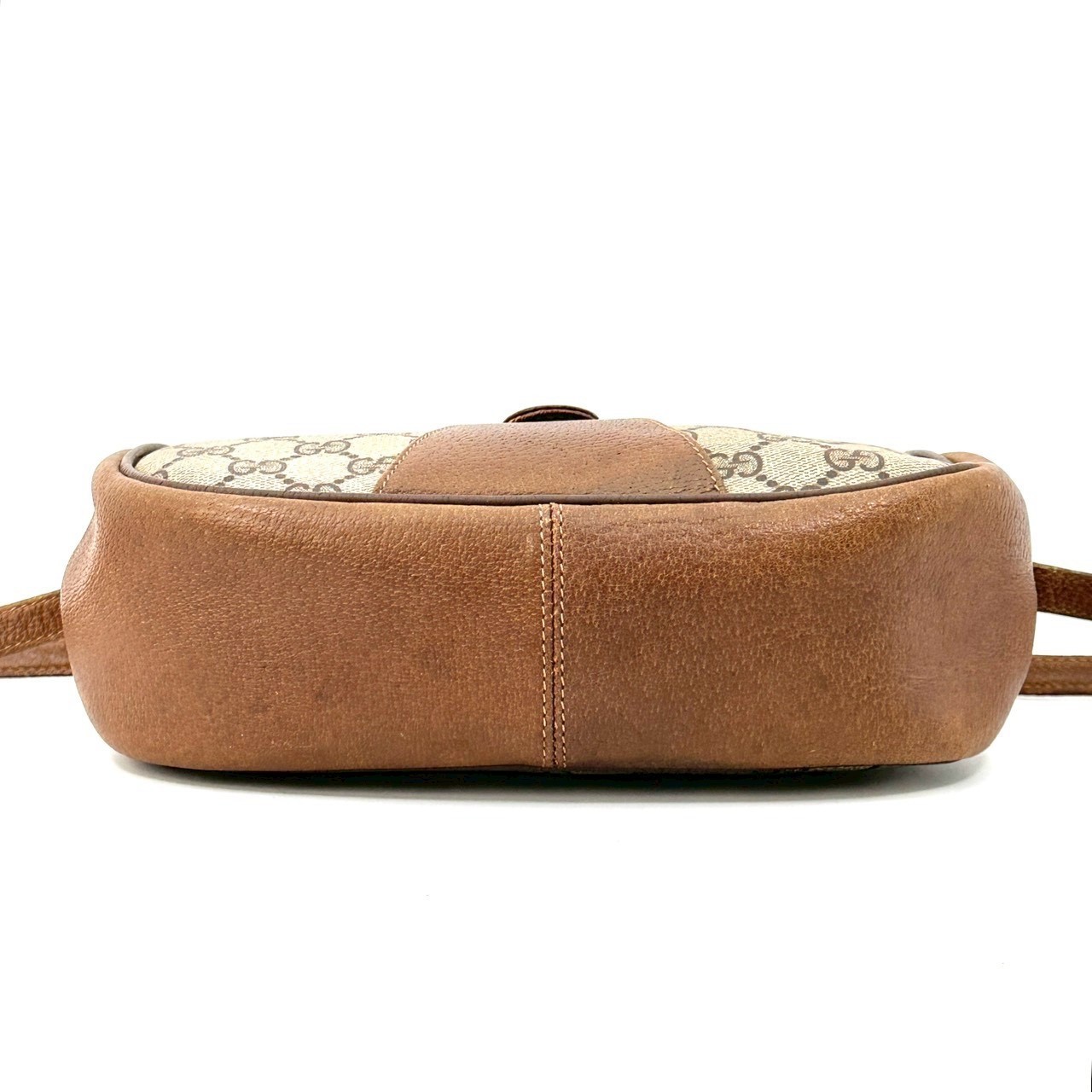 Vintage GUCCI Shoulder Bag Sherry Line PVC Leather GG Beige Authentic
