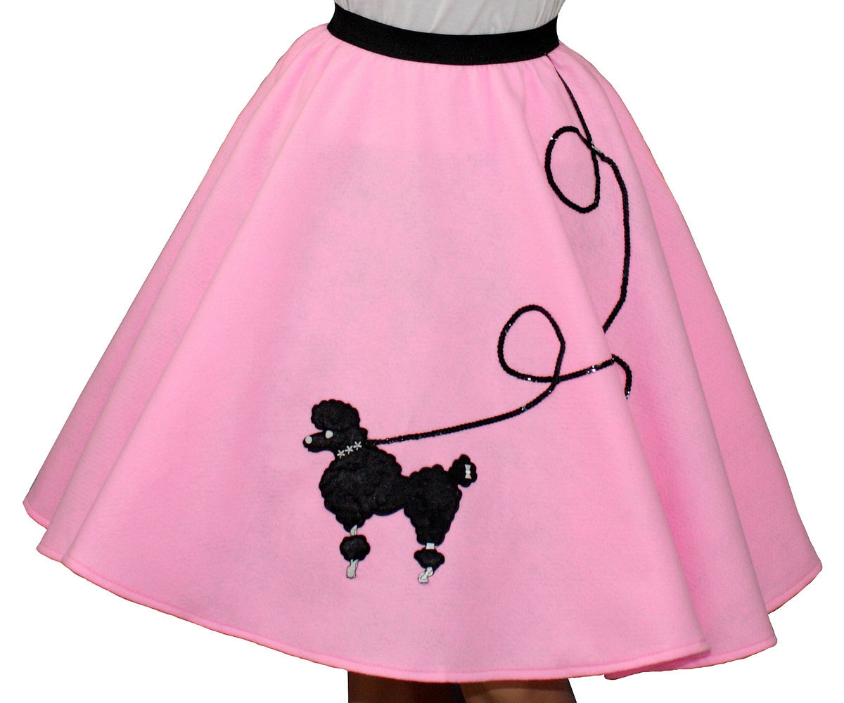 Pink FELT 50s Poodle Skirt _ Adult Size MEDIUM _ Waist 30″- 37″ _ Length 25″