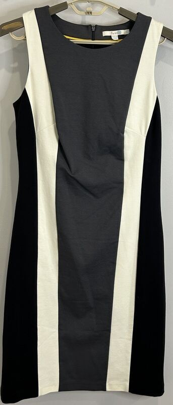 Boden Sheath Dress Black Gray White Colorblock Sleeveless Stretch Career 8L 8