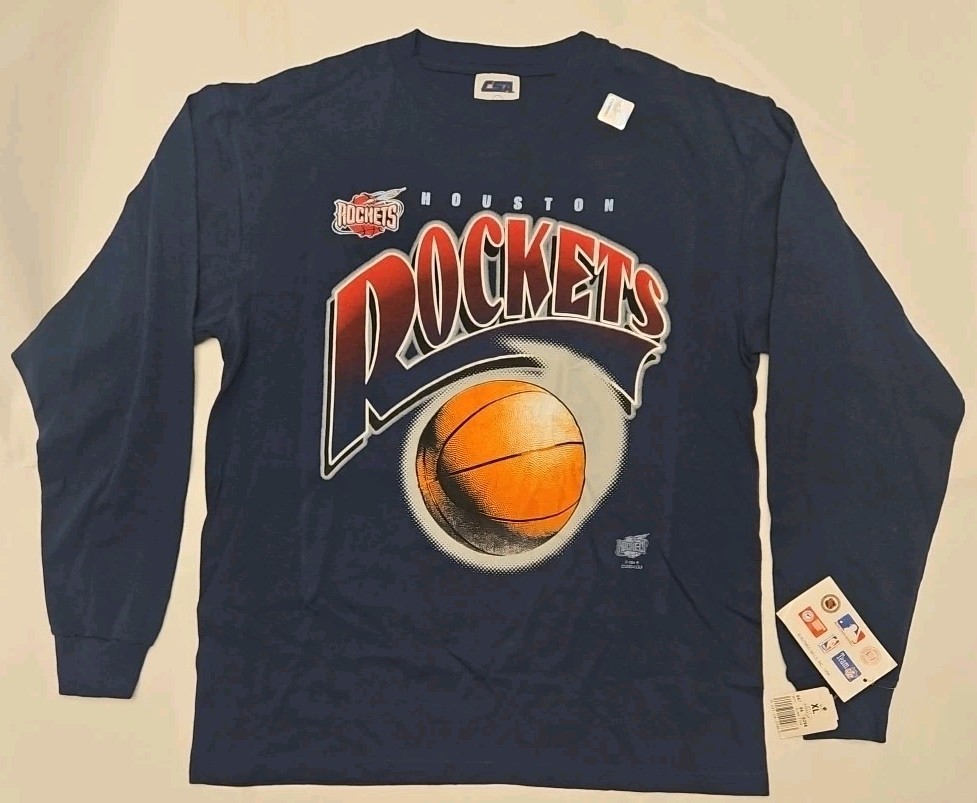 NWT 1996 Vintage NBA Houston Rockets Longsleeve CSA Size XL Blue Logo