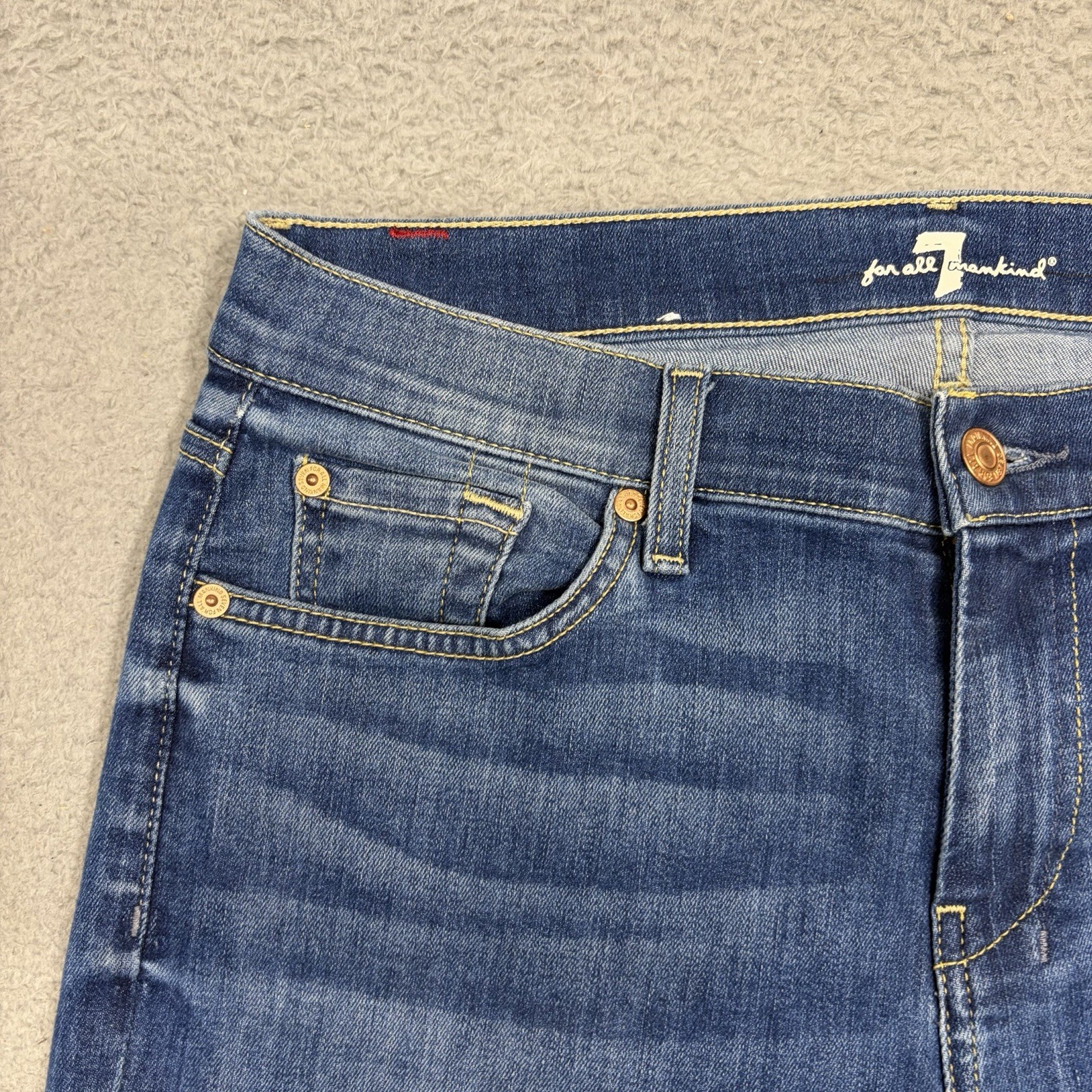 7 For All Mankind Dojo Jeans Womens 29 Blue Flare Mid Rise Dark Wash Denim Pants