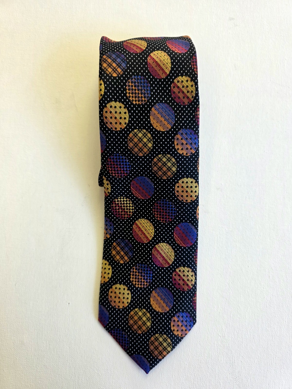 Stacy Adams Men’s Woven Silk Tie Black Multicolor Polka Dot One Size Pop Art