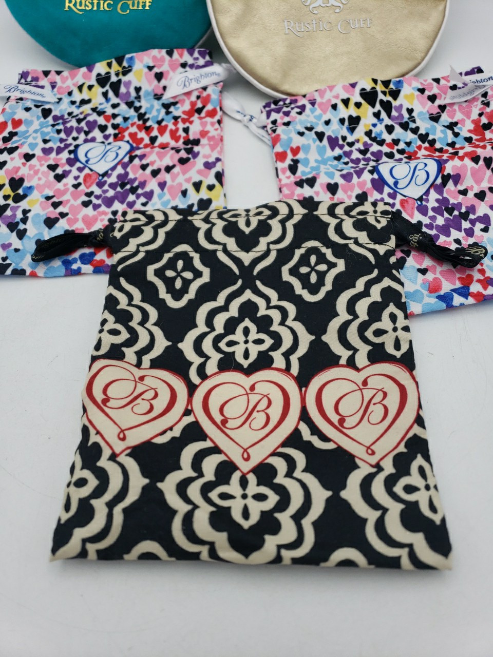 LOT OF 5 Brighton / Rustic Cuff Jewelry Dust Bags Drawstring Multicolor BAG ONLY