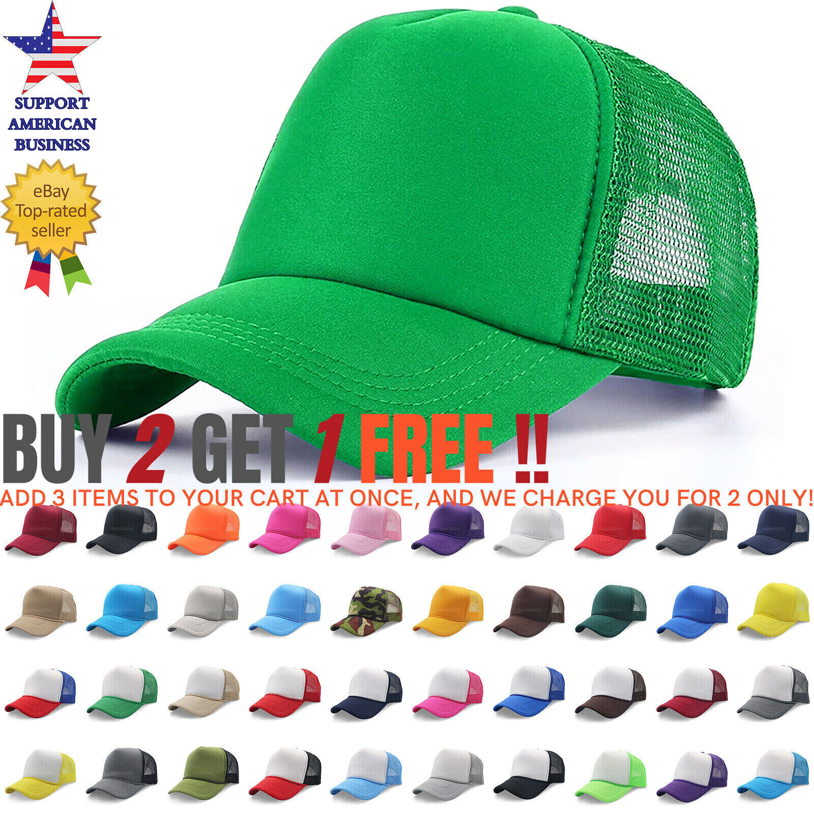 Trucker Hat Foam Mesh Baseball Cap Snapback Adjustable Plain Solid Men Hats Caps