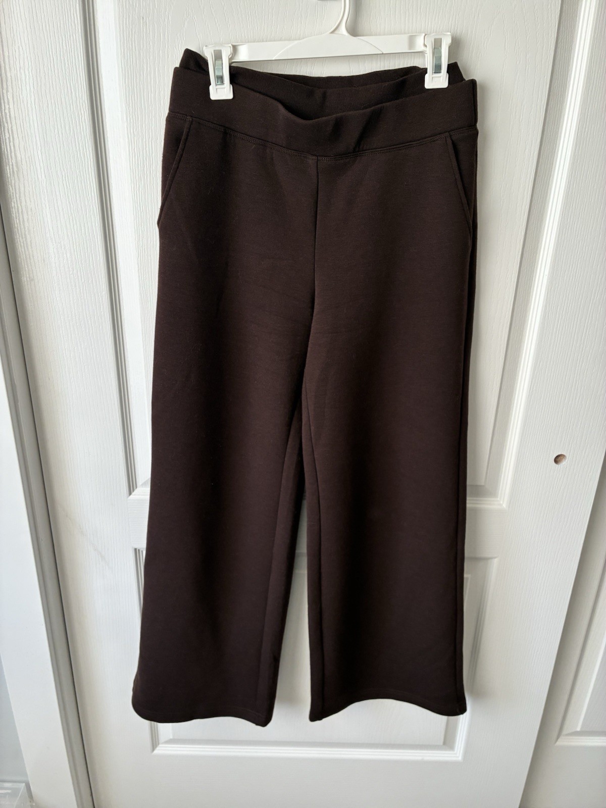 OGLmove FuzzLuxe Double Waistband Pants Brown Size Medium Straight Leg Pockets