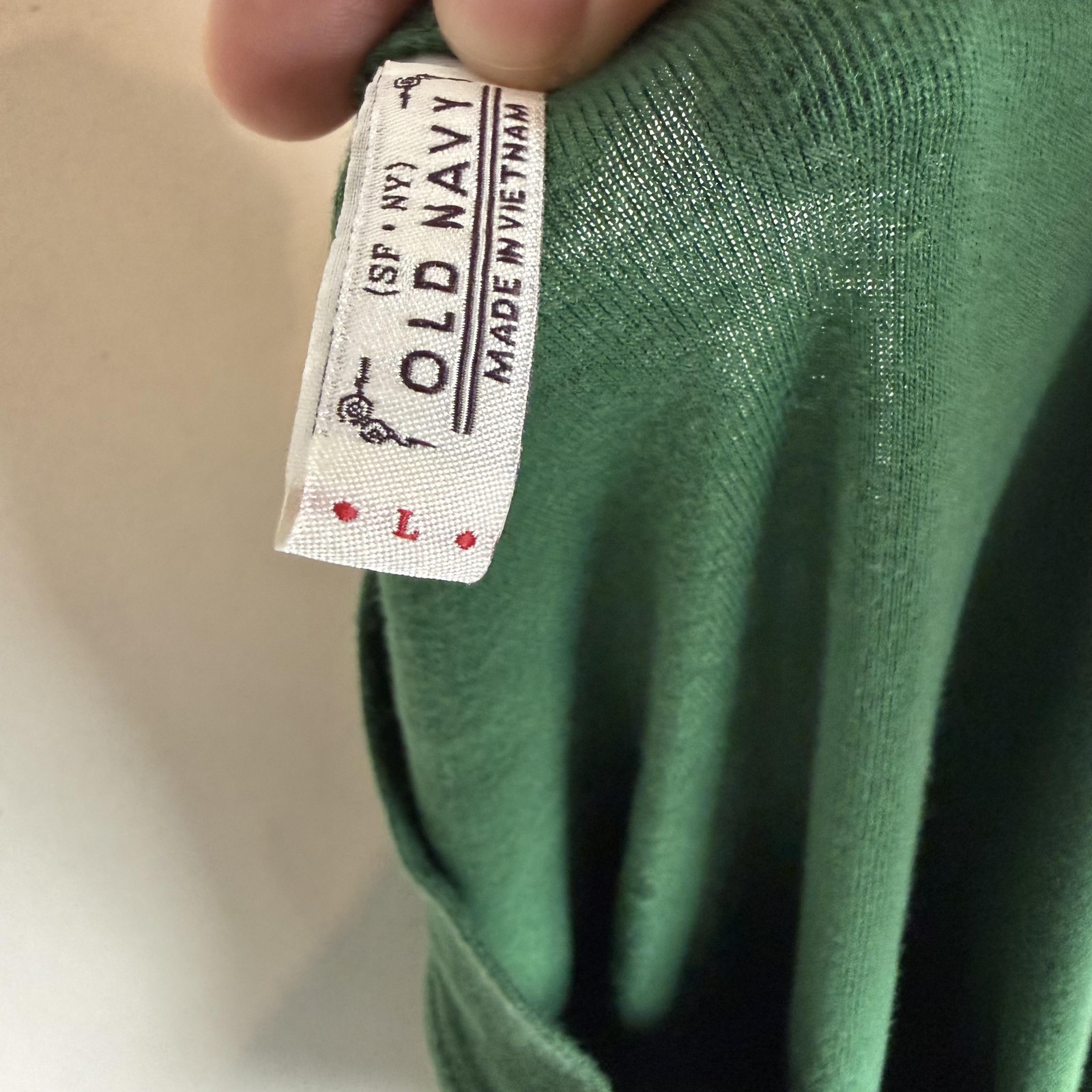 Old Navy Shirt Womens Large Green Boat Neck Raglan Long Sleeve SF NY Jersey
