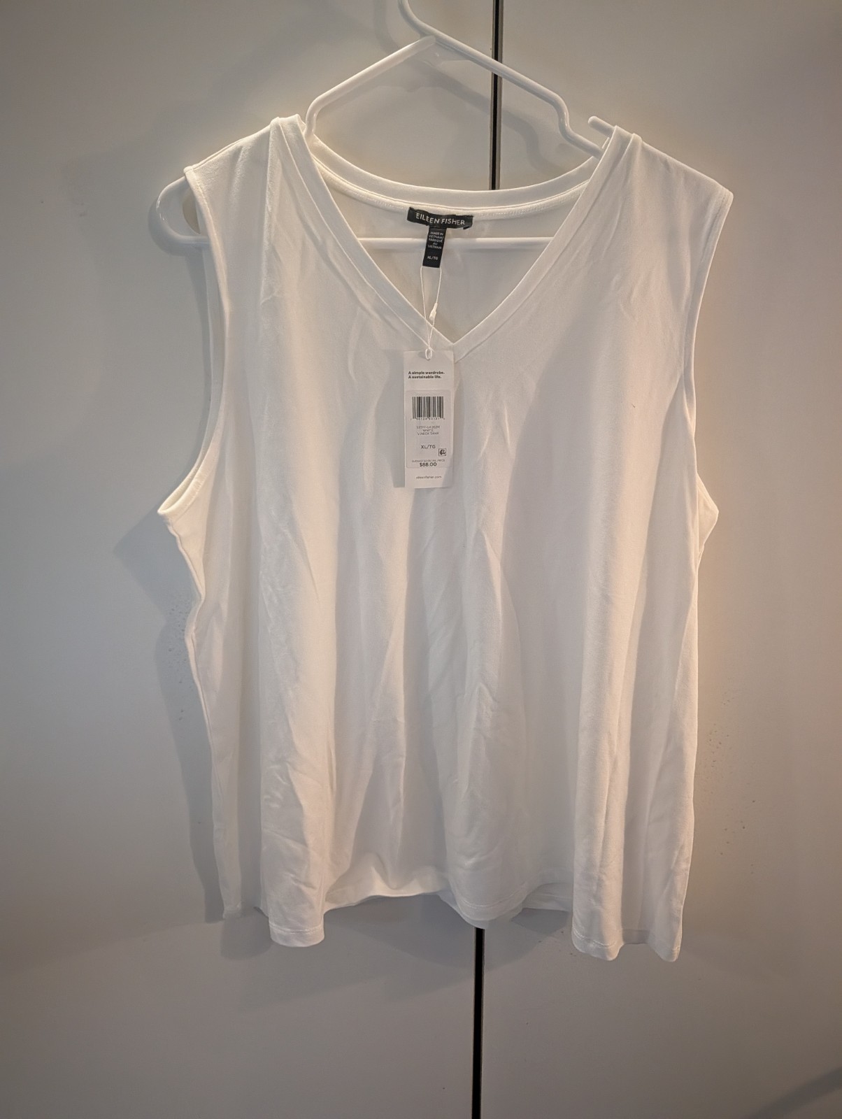 Eileen Fisher Woman’s XL White Sleeveless Vneck Top NWT
