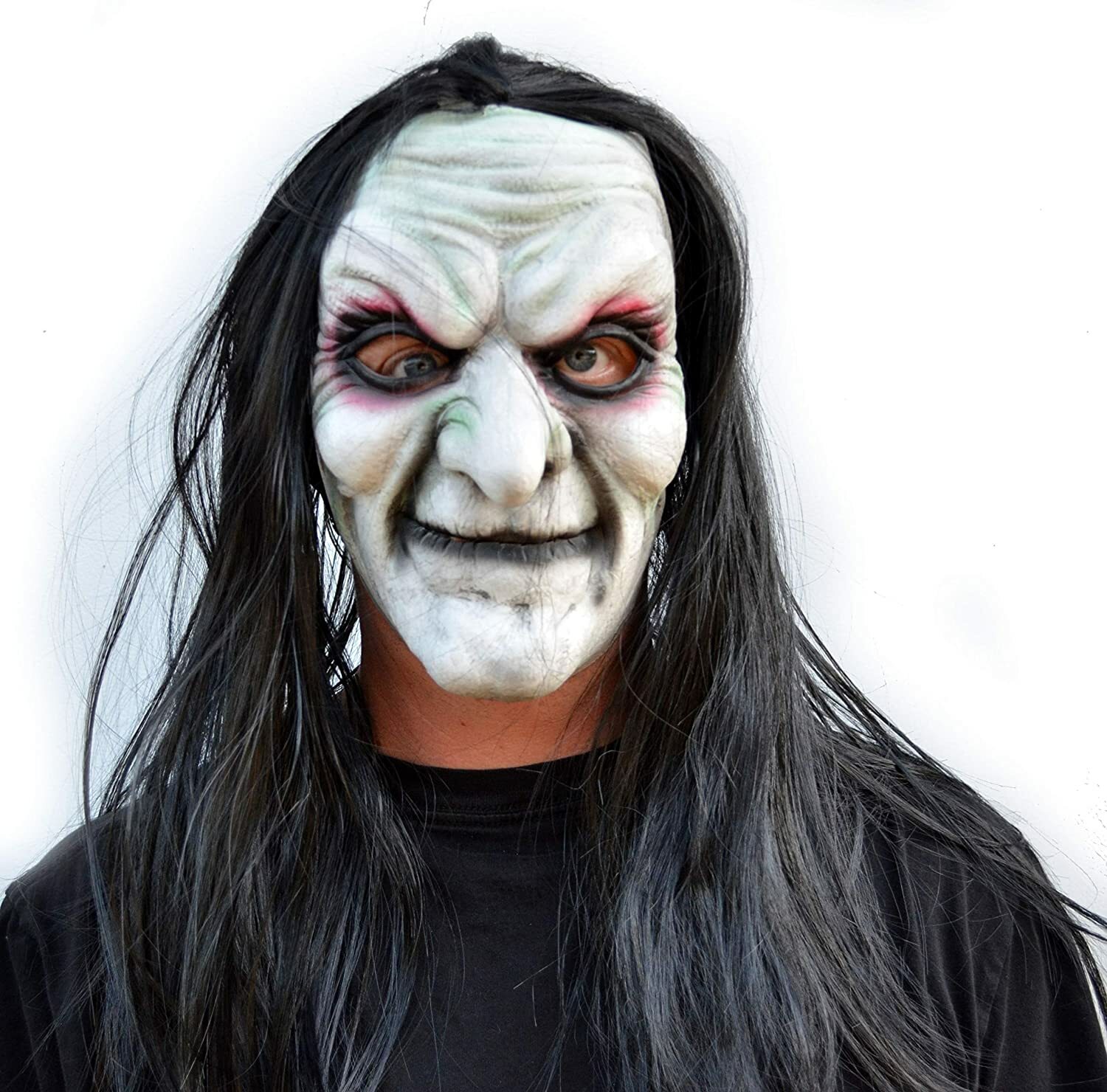 Halloween Witch Mask Scary Comic-con Cosplay Latex Old Costume Mask with Hair