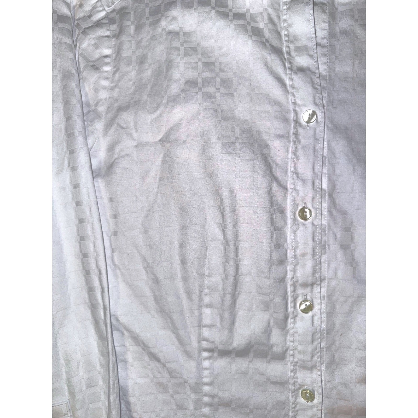 Hinson Wu White Tonal Checkered Jacquard Cotton Button Up Shirt Womens Size 4