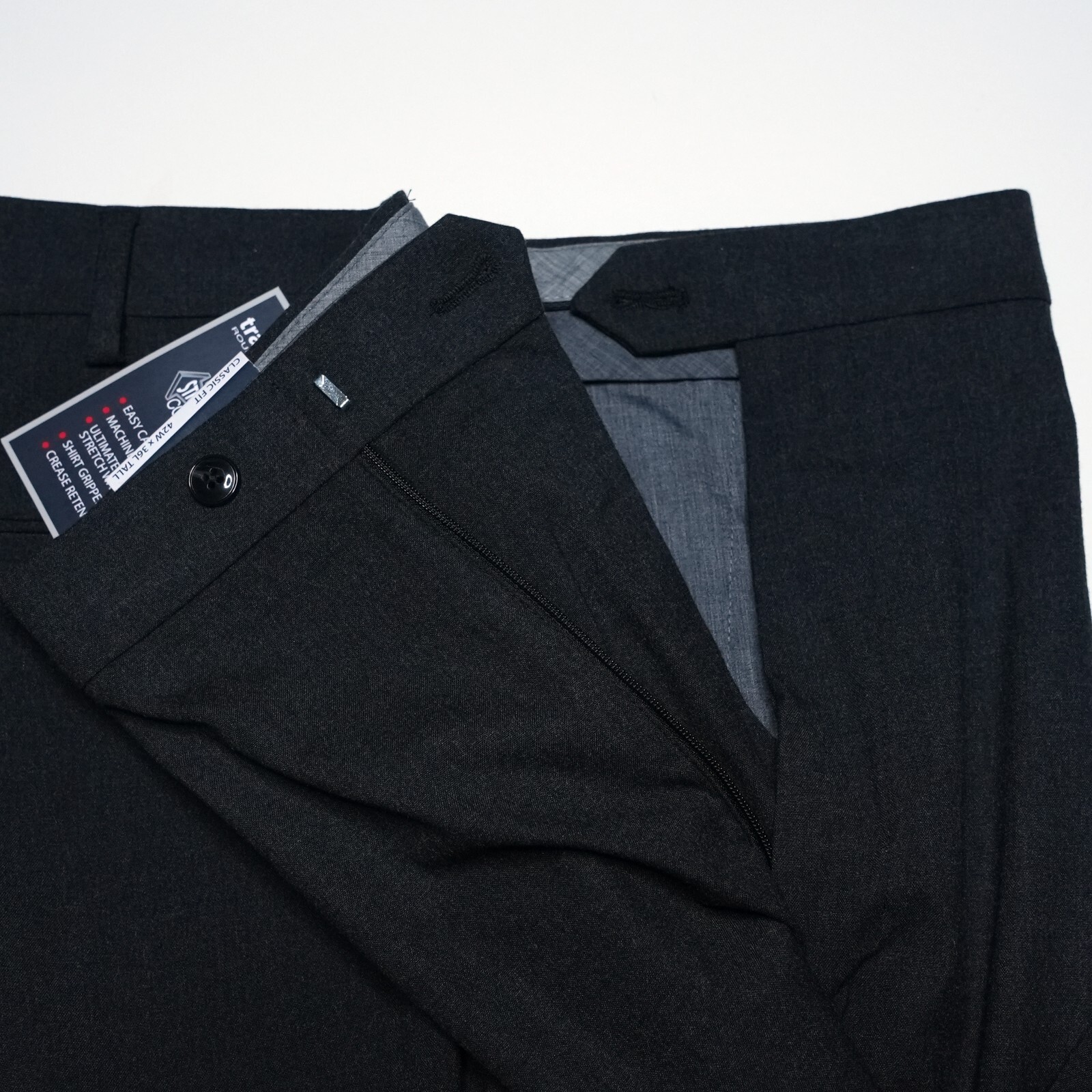 Roundtree Yorke TravelSmart Pants XLT 42″x36 Tall Charcoal Easy Care Comfort NWT
