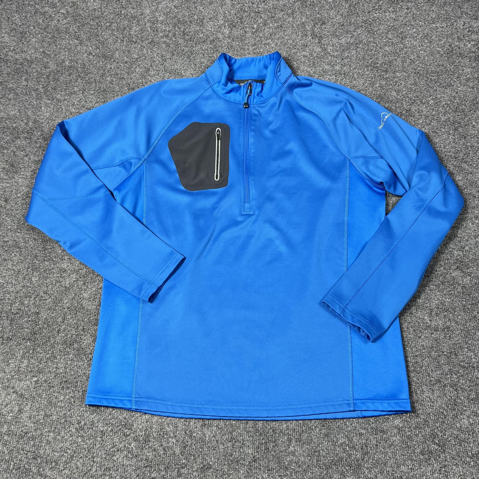 Eddie Bauer Pullover Mens Large Blue Half Zip Chest Pocket GE Healthcare Jacket