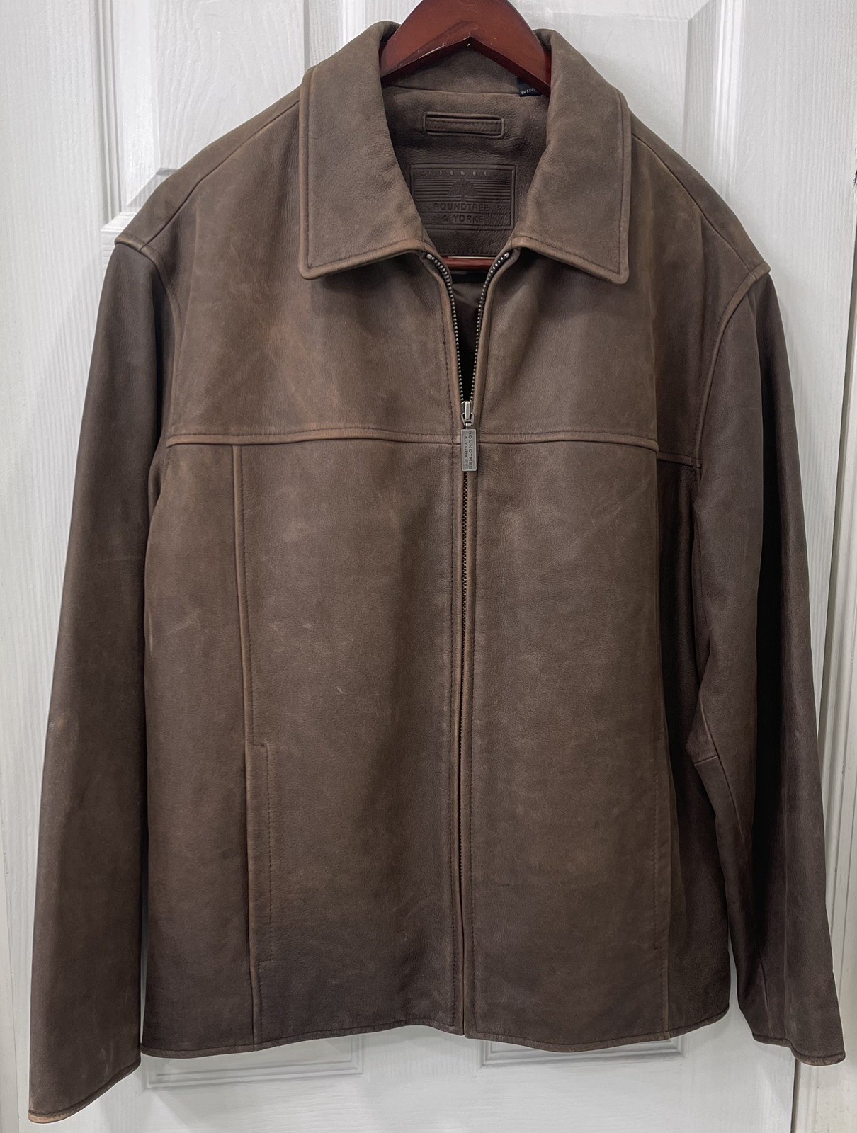 ROUNDTREE & YORKE MENS NEW BROWN 100% GENUINE LEATHER JACKET SIZE: XL