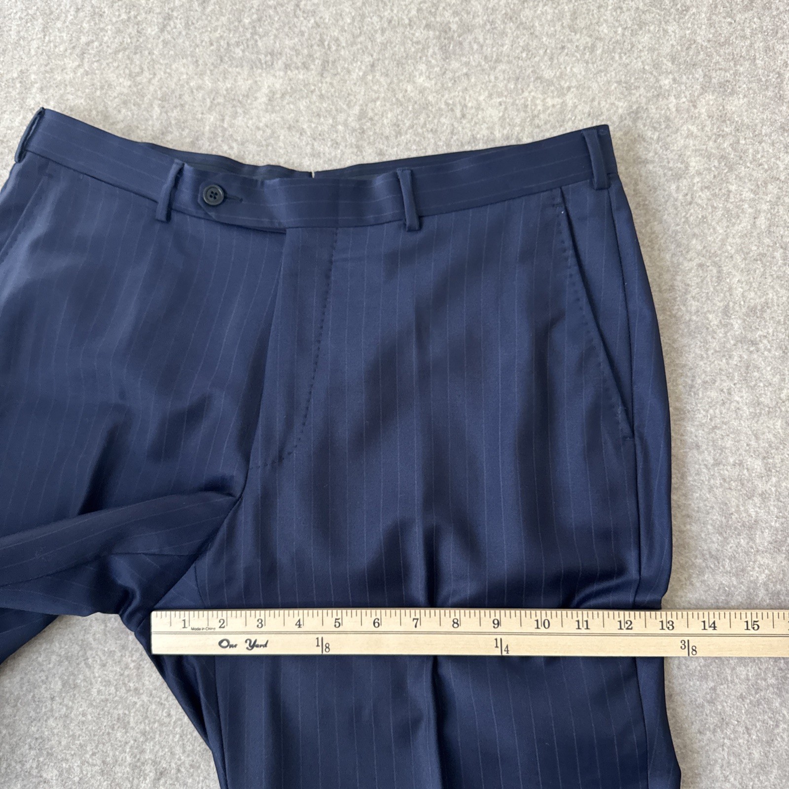 Ermenegildo Zegna Trofeo Suit Mens 54L Blue Pinstriped Wool 36×32 Tailored Fit
