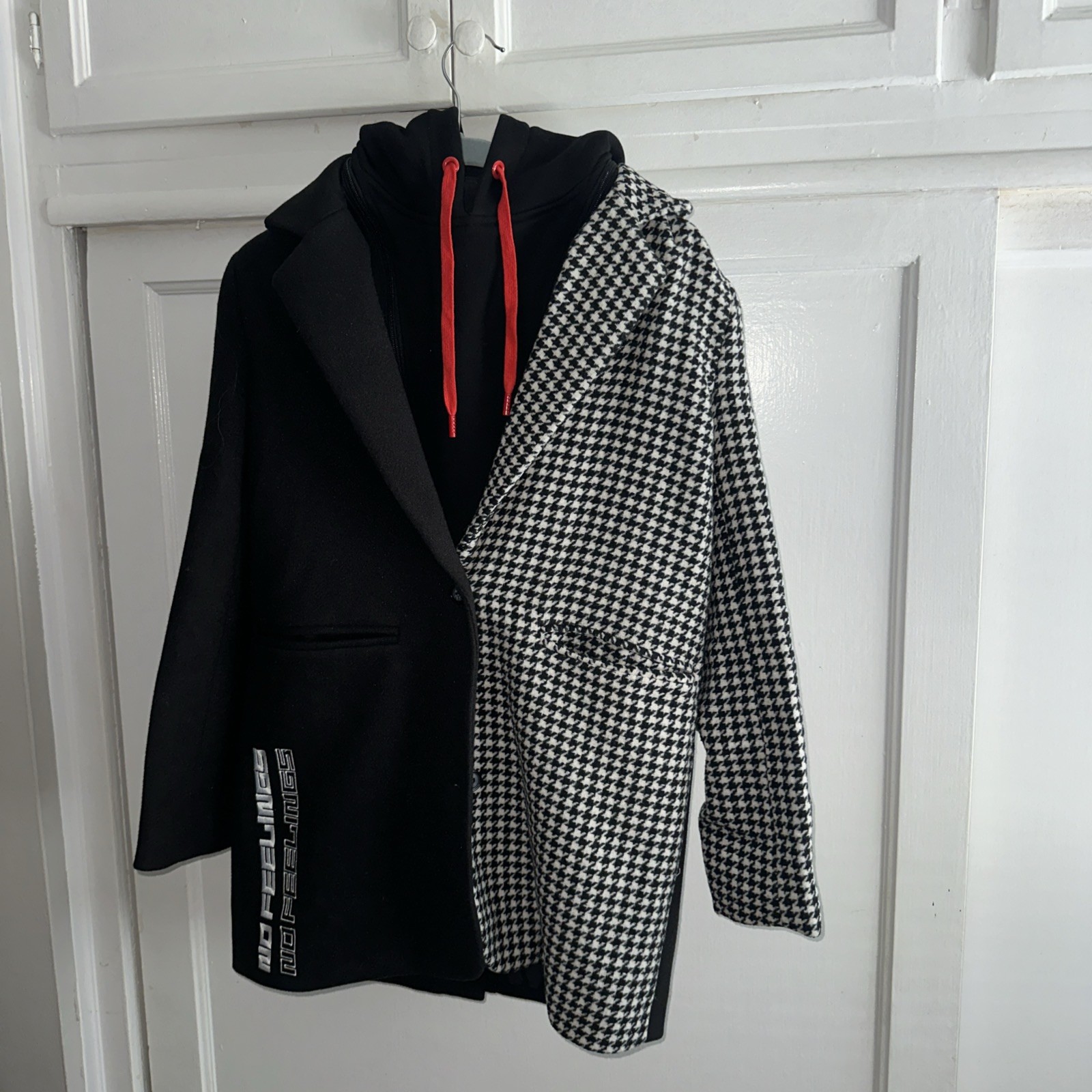 The Couture Club Men’s Two-Tone Coat Jacket with Removable Hoodie Insert – XS/S