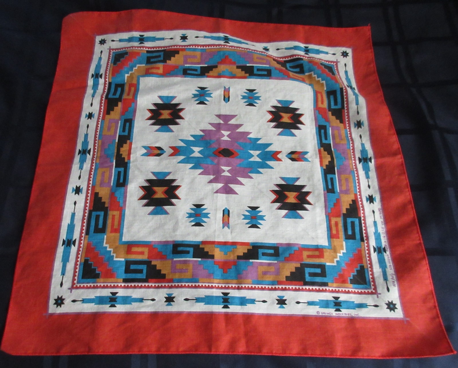Bandana Rodeo Southwest Tribal Geometric Multi-color Print 21” Square Springs In