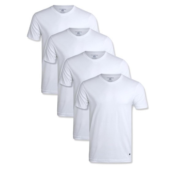 4 PACK LUCKY BRAND MENS SIZE L COTTON BLEND WHITE CREW NECK T-SHIRT UNDERSHIRT