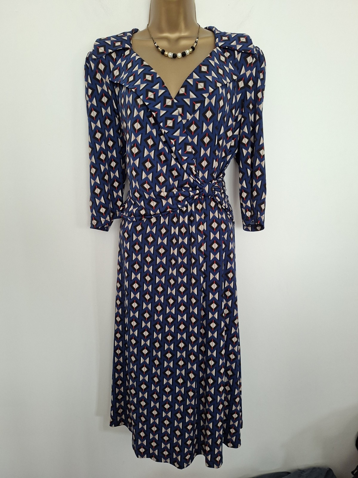 Jolie Moi Navy Patterned Summer Dress Size 20