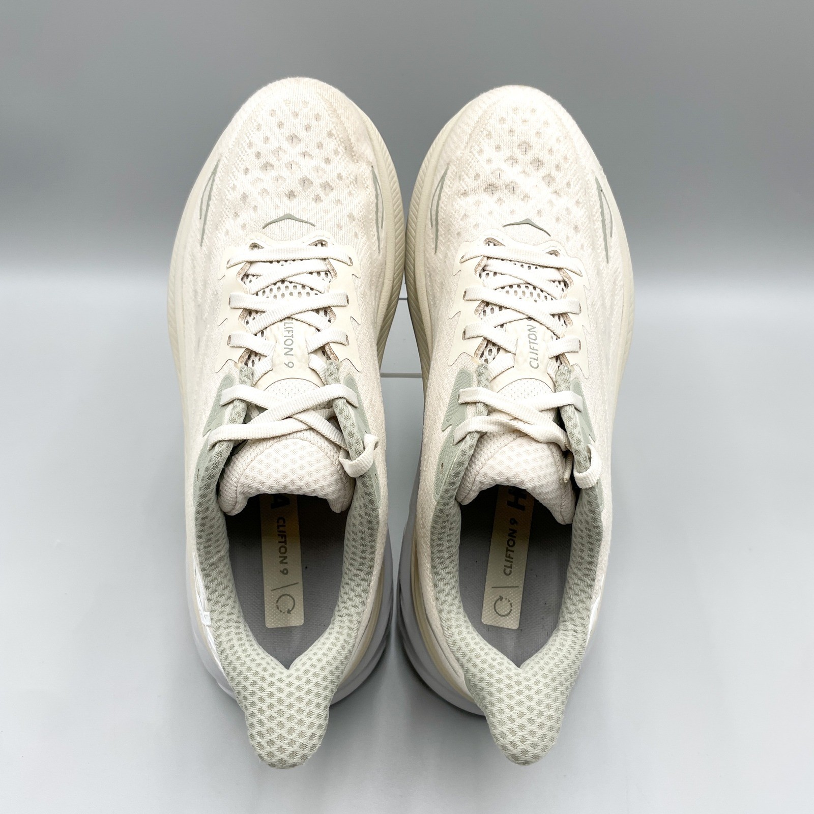 Hoka Clifton 9 Mens 9D Road Running Shoes Oat Milk Barley Chunky Sneaker Gym