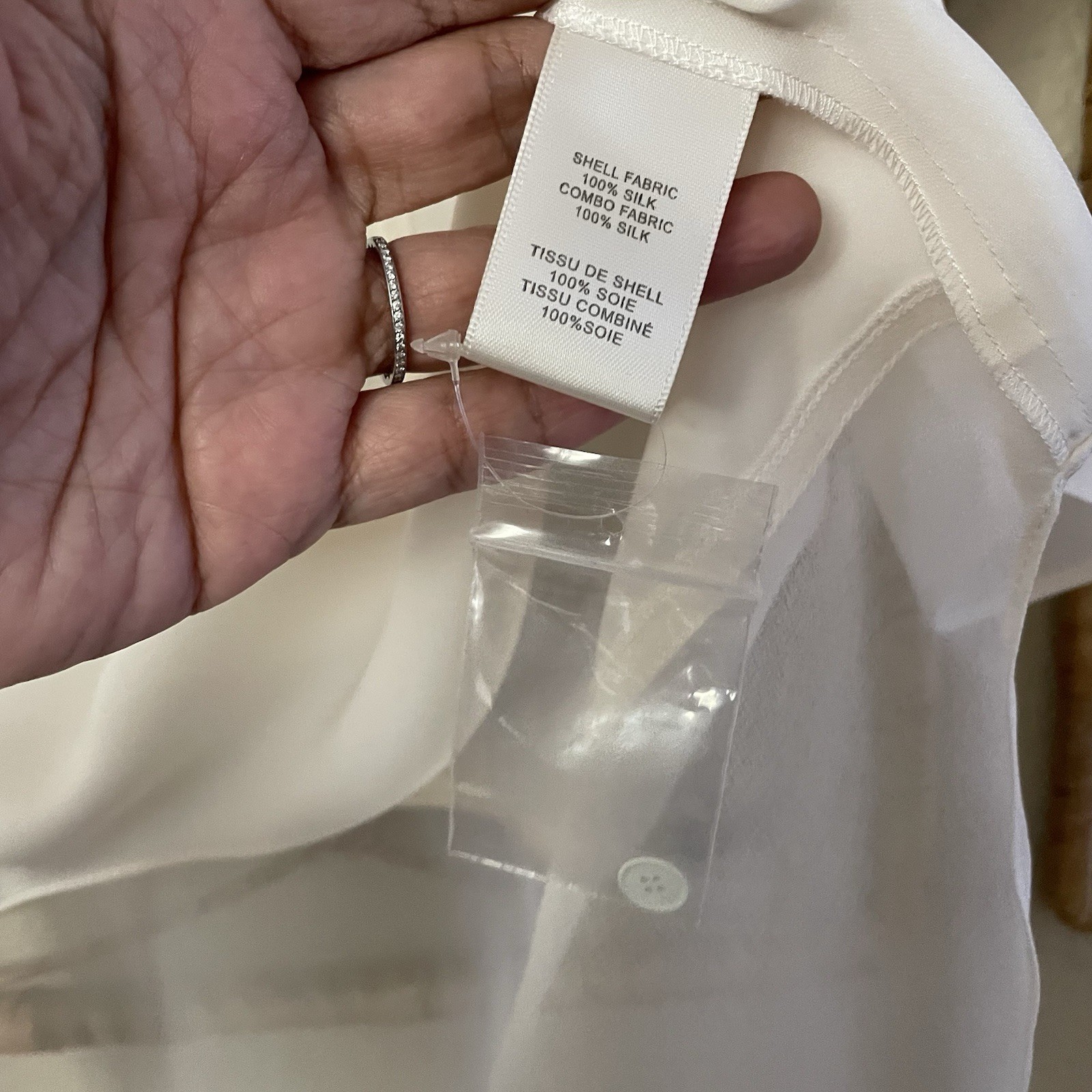 Rebecca Taylor Charlie Sheer Panel 100% Silk Top Blouse Ivory Sz 2 NWOT B23