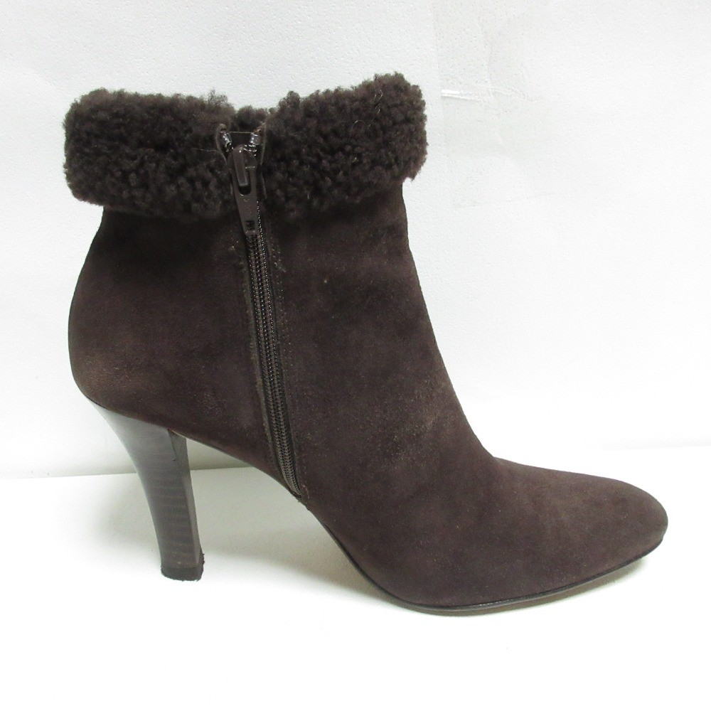 BROOKS BROTHERS Boa Chunky Heel Short Boots 9.3″” Brown Women USED