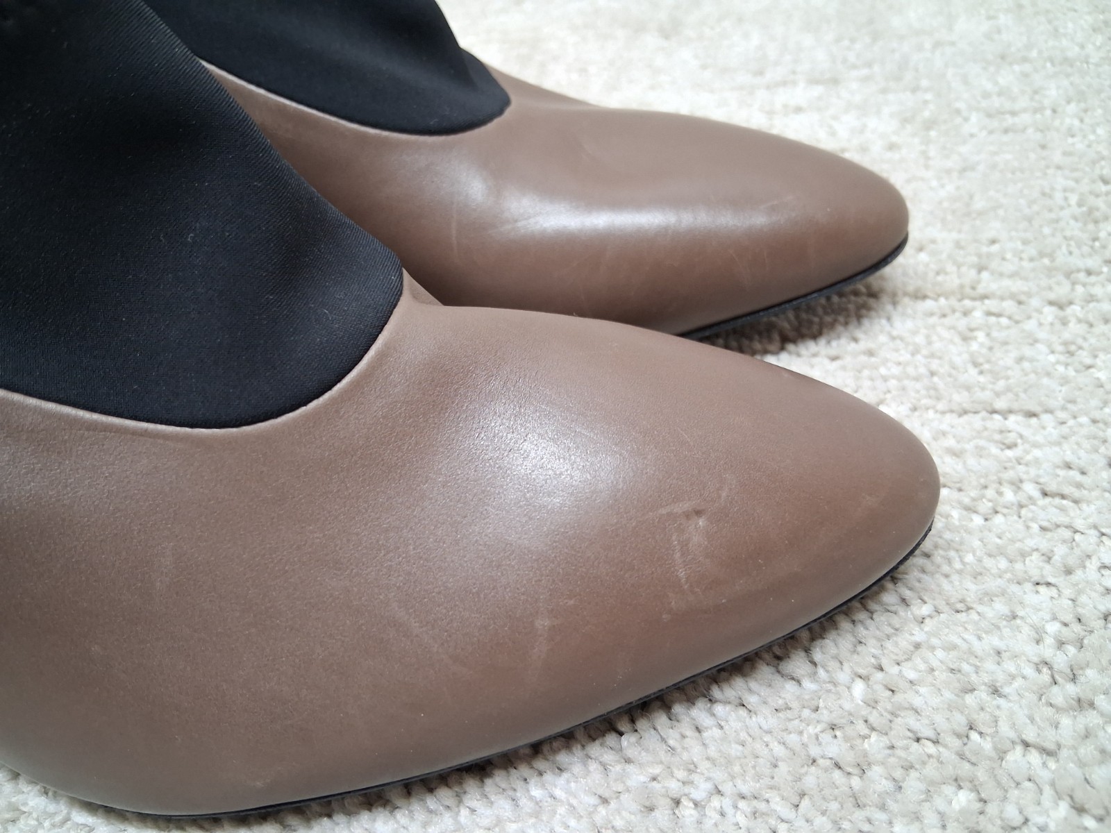 Via Spiga Heels Womens US 11M EUR 38 Tan Leather And Black Fabric ITALY