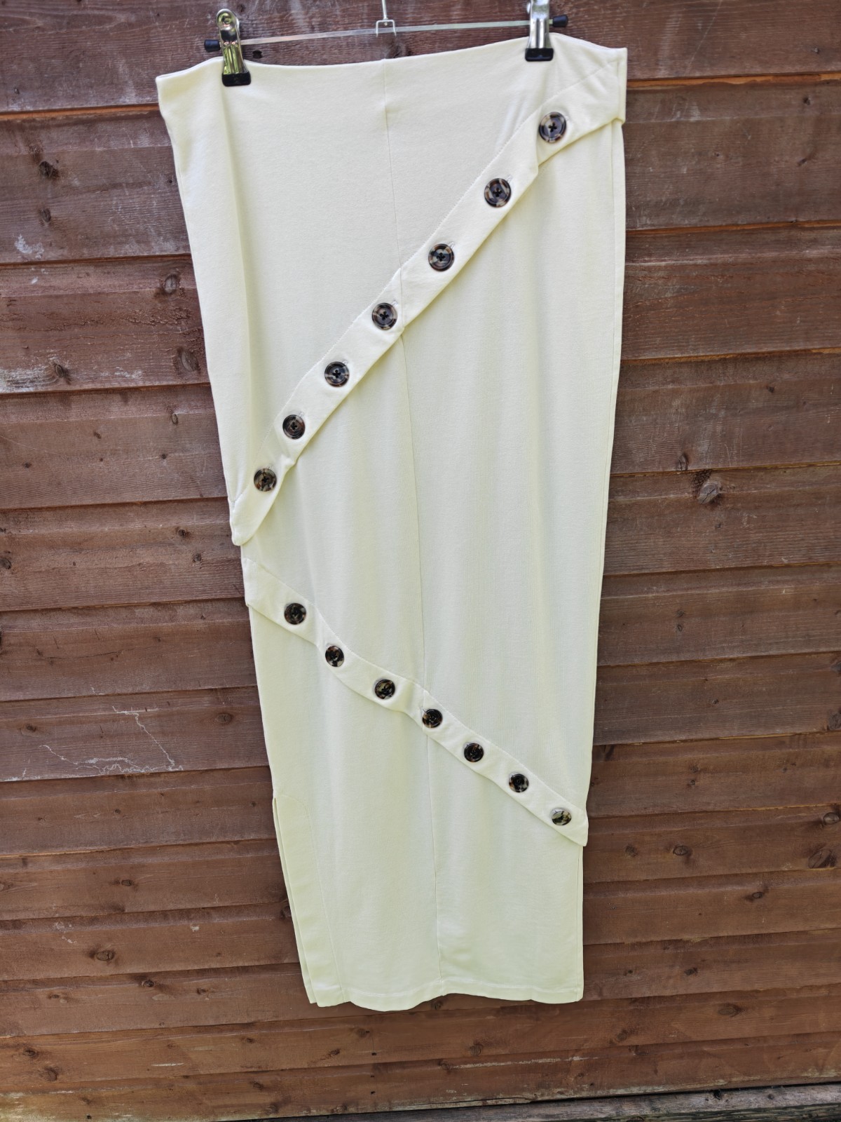 A.W.A.K.E Mode Button Embellished Maxi Skirt XS Fits W28, UK 10 Organic Cotton