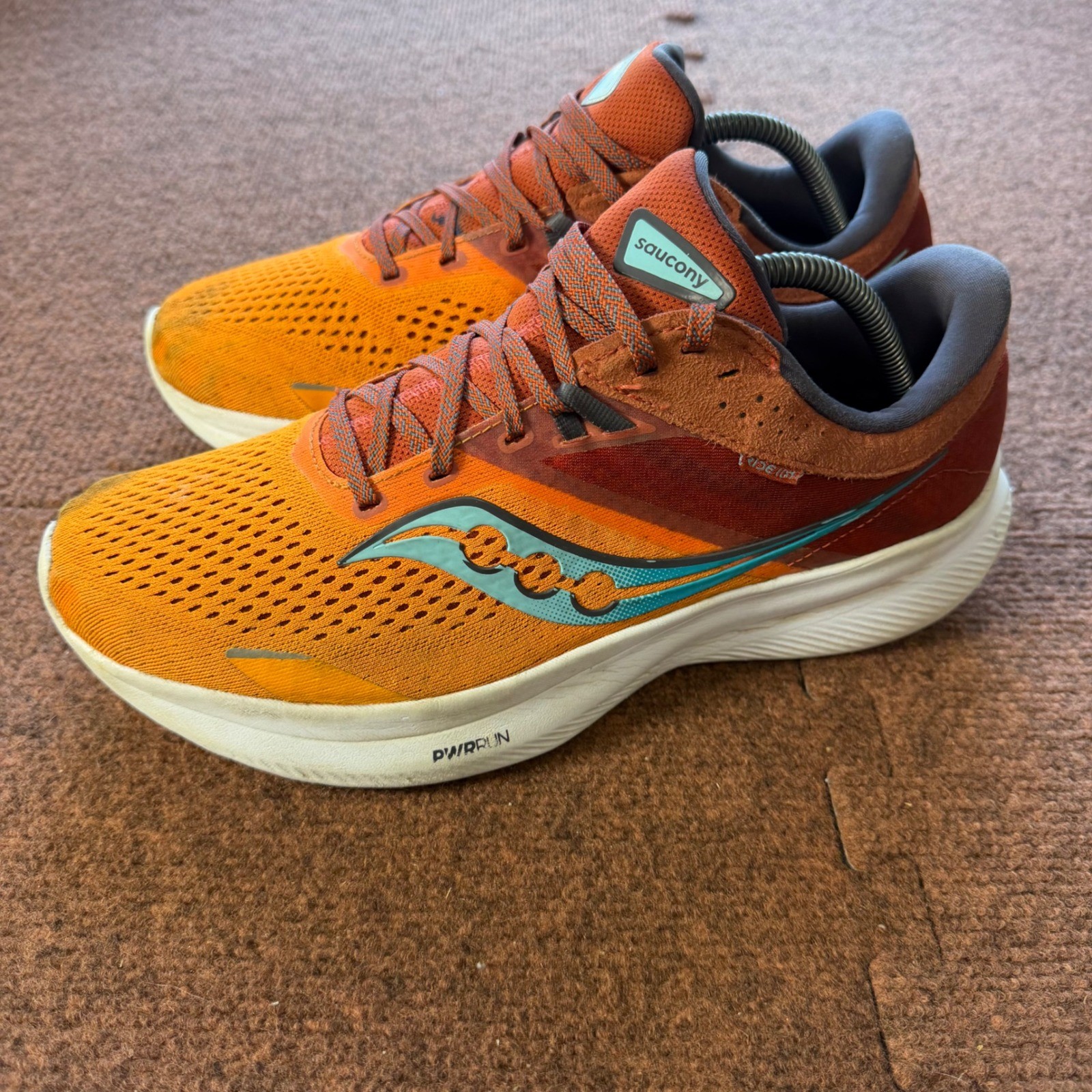 C+ Saucony Ride 15 Mens Running Shoes Orange Red PWRRUN Sneakers S20729-25 gym