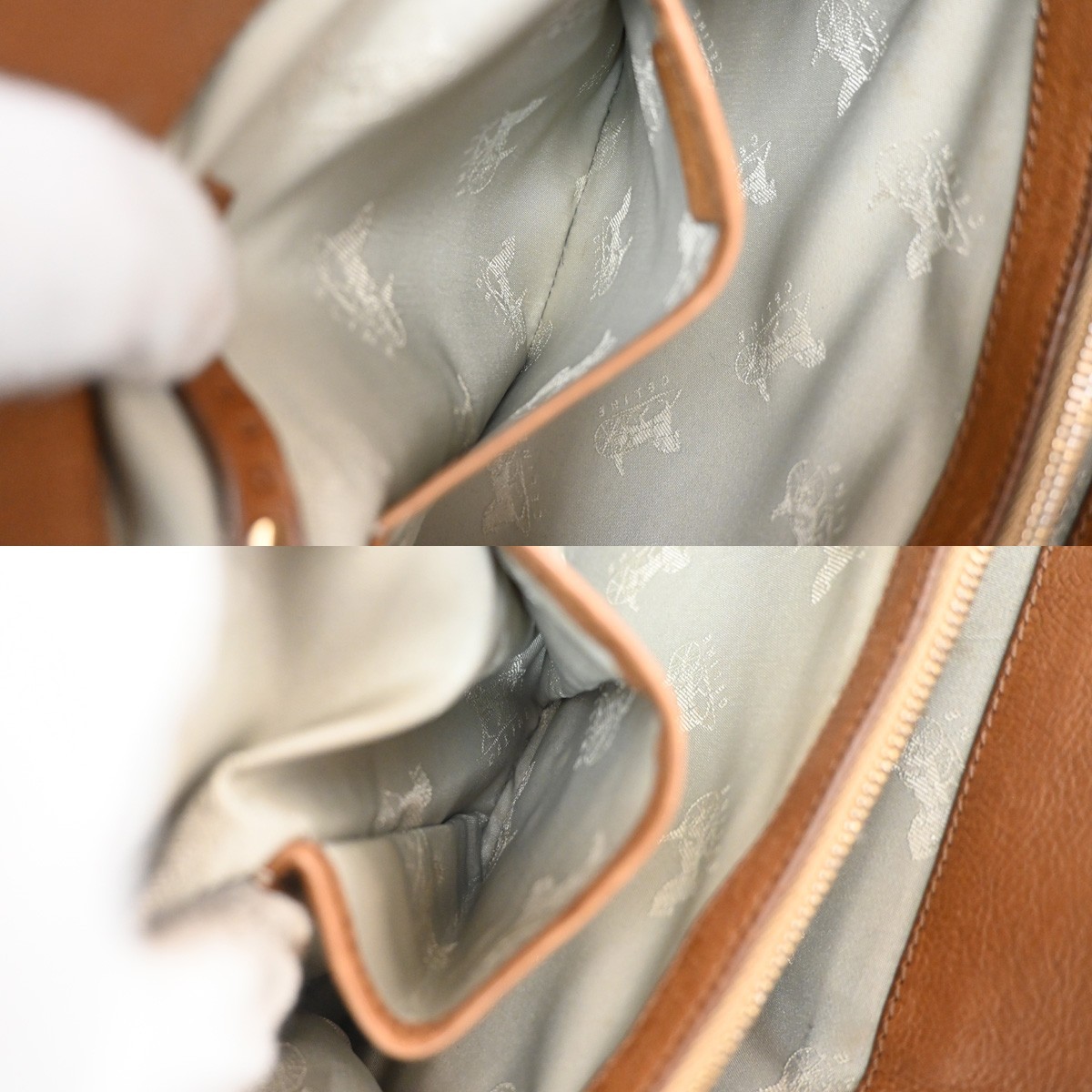 CELINE Logo Boogie Horse Carriage Hand Bag Leather Brown GHW Italy 32MA264
