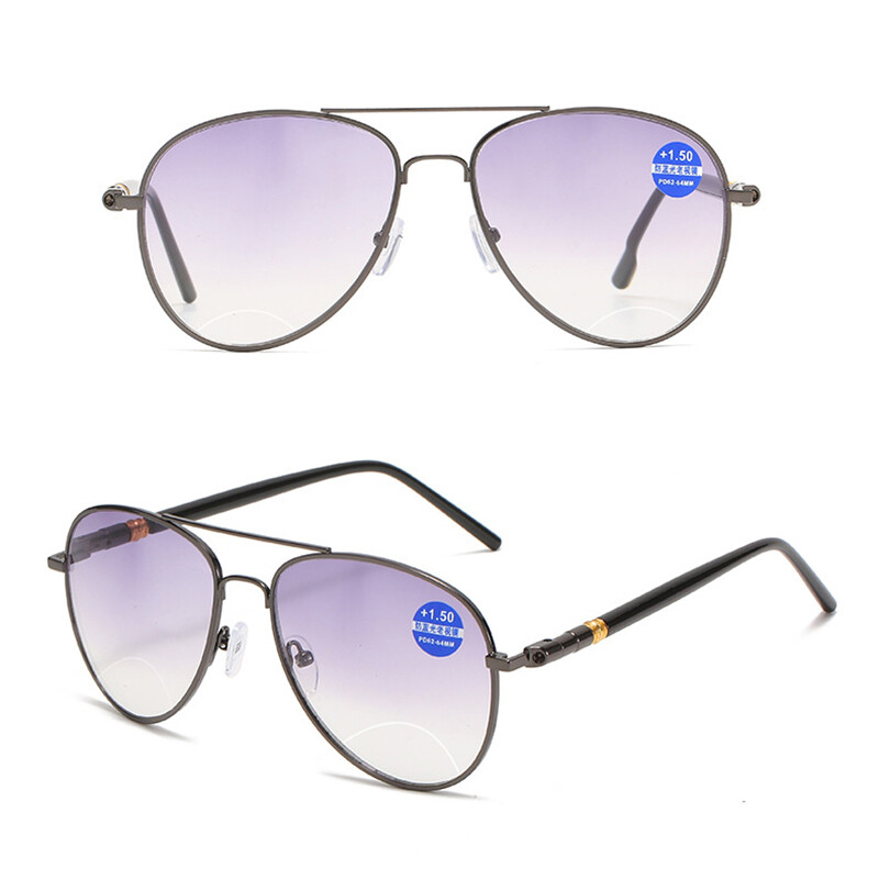 Metal Bifocal Anti-blue light Reading Glasses For Men Classic Outdoor Sunglasses