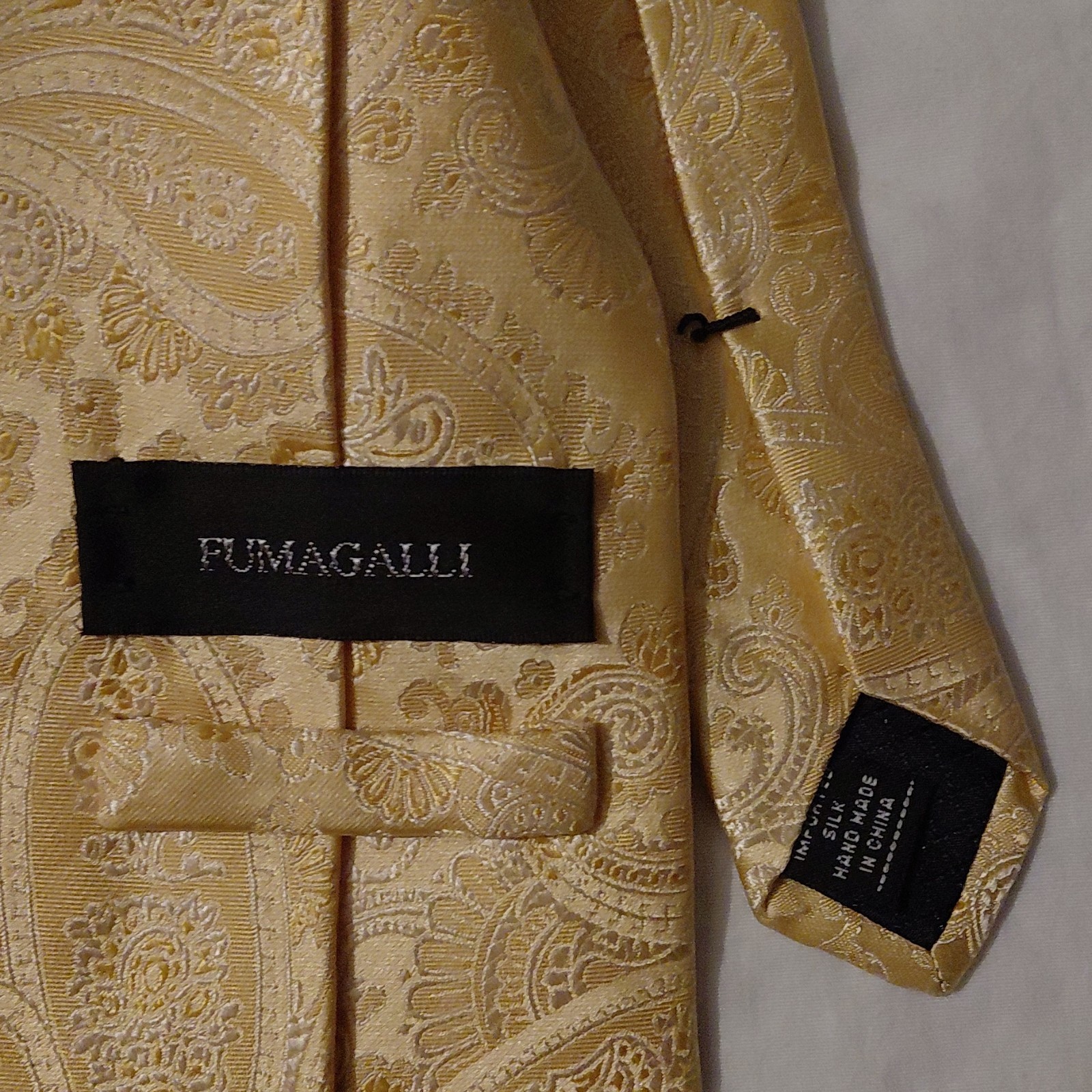 Fumagalli Gold Paisley Woven Silk Men’s Designer Neck Tie Handmade